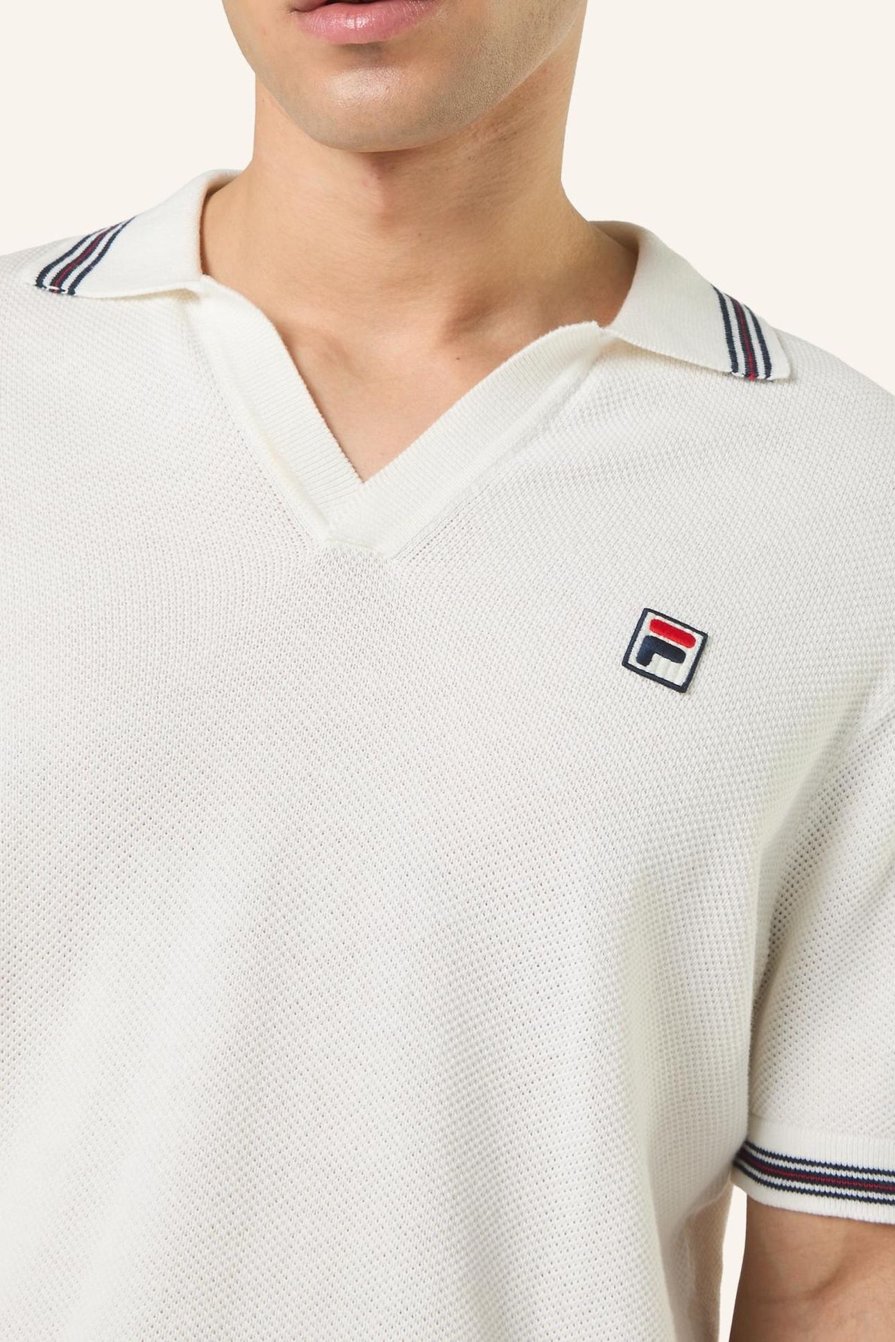 ORENTANO REGULAR JOHNNY COLLAR KNITTED POLO SHIRT EGRET 4