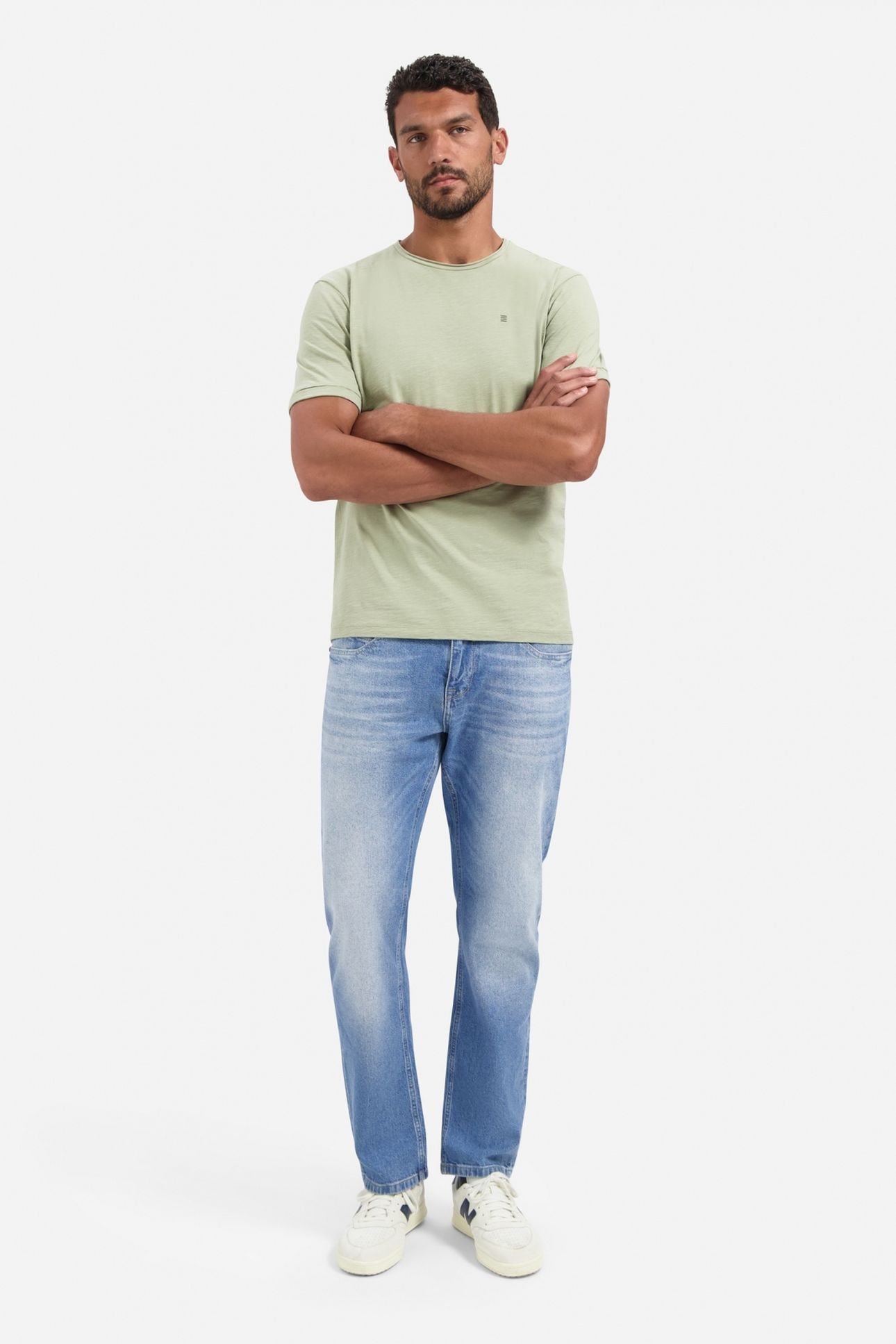 T-SHIRT CREWNECK SLUB LIGHT MOSS 1