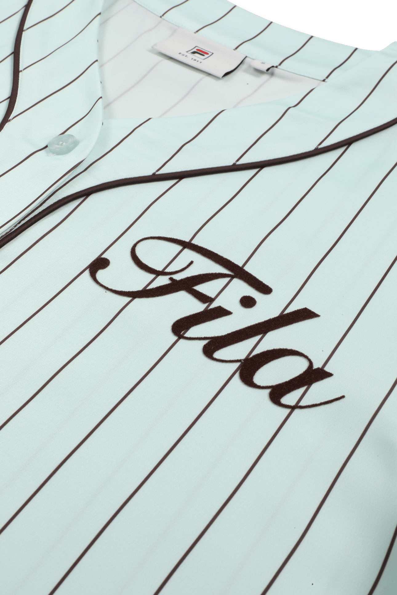 FIESOLE BOXY PINSTRIPED SATIN BASEBALL SHIRT SOOTHING SEA / 7