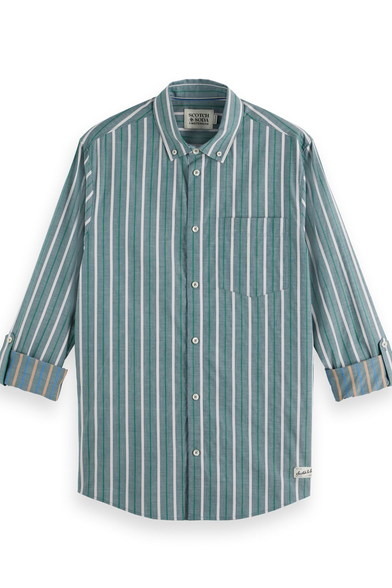 REGULAR FIT DOBBY STRIPE SHIRT PITCH GREEN PINSTRIPE 2