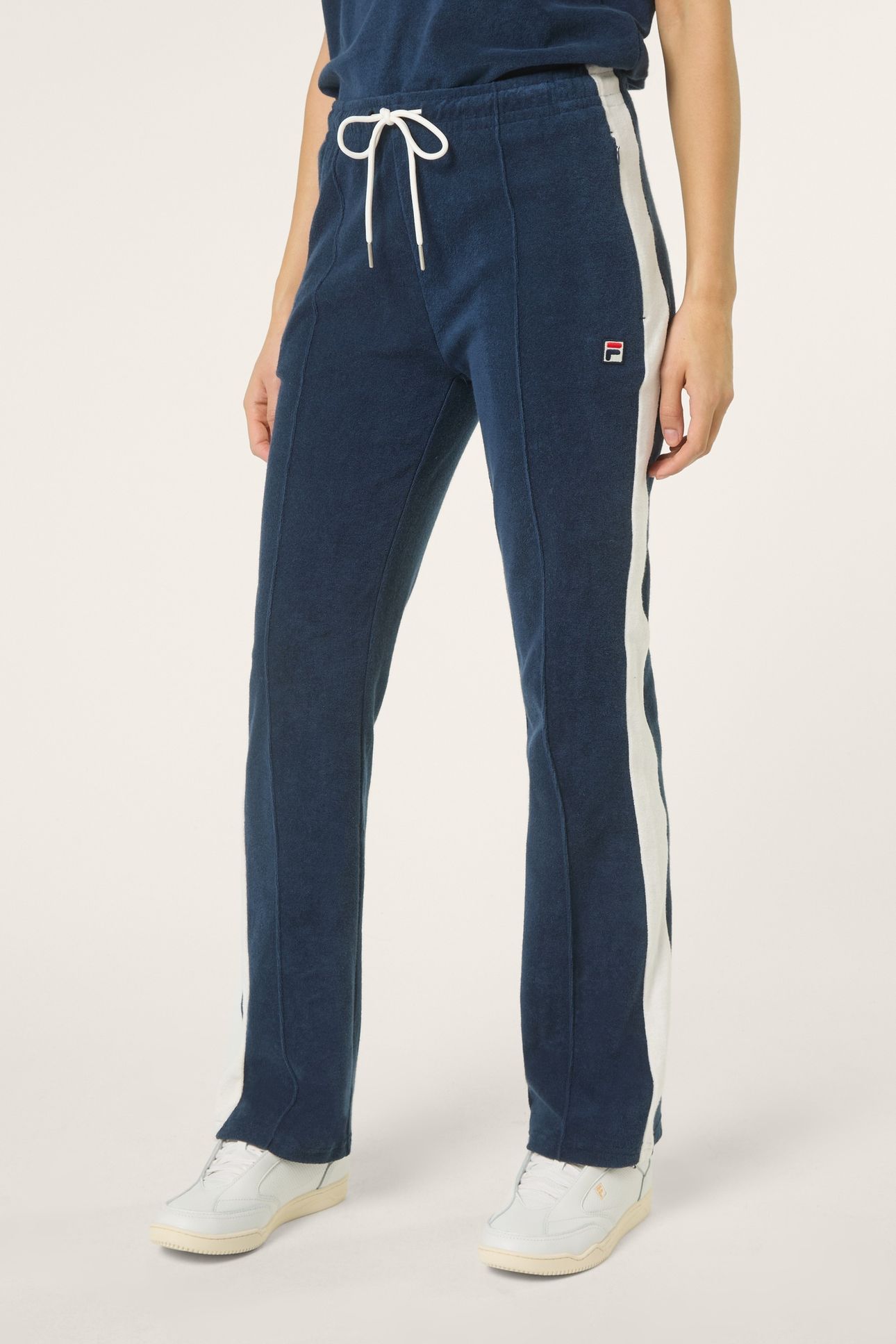 ADRIANO SLIM CONTRAST PANEL TOWELLING TRACK PANTS BLACK IRIS 1