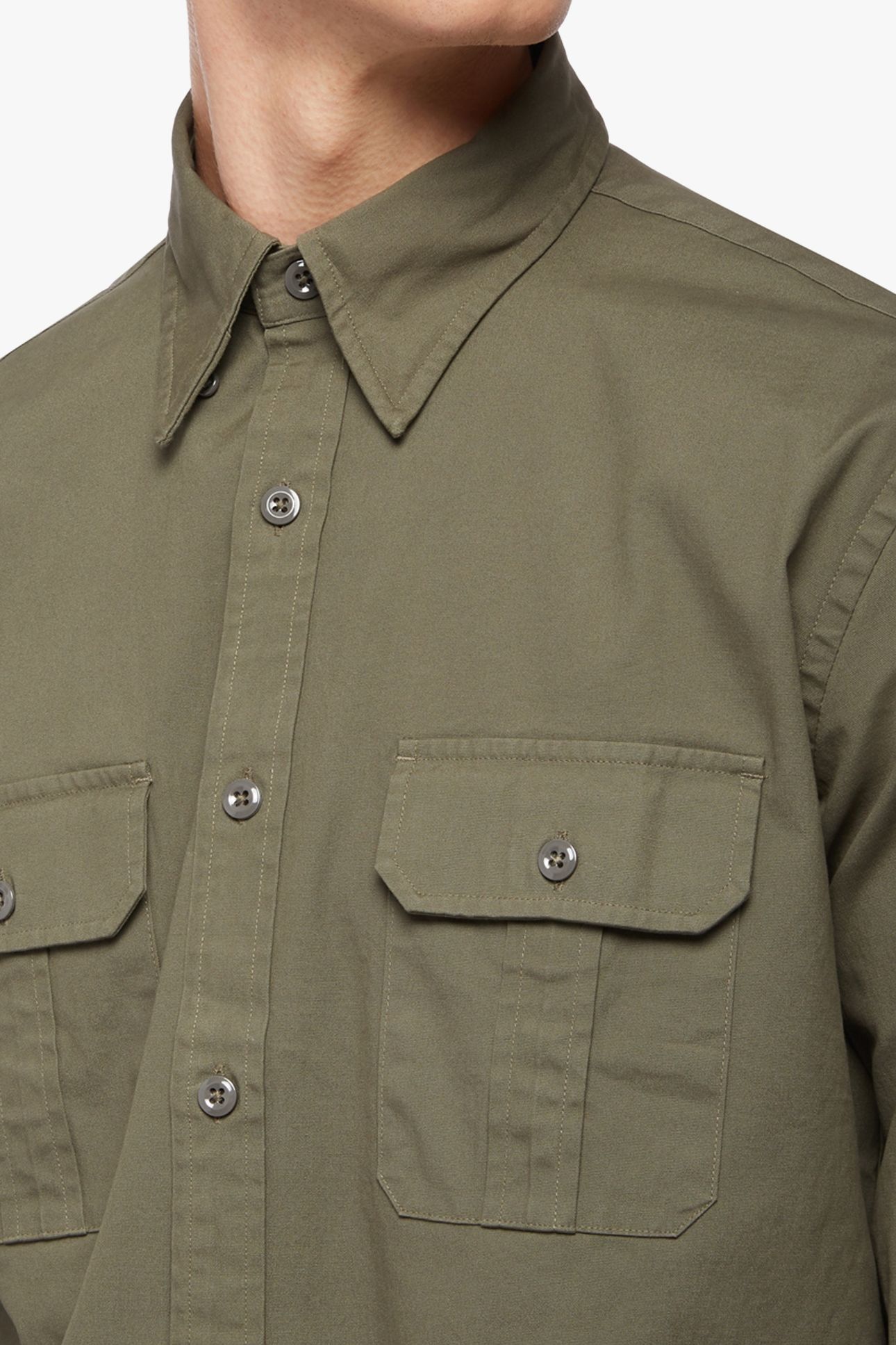 REGENT REGULAR FIT CANVAS SAFARI SPORT SHIRT DARK GREEN 5