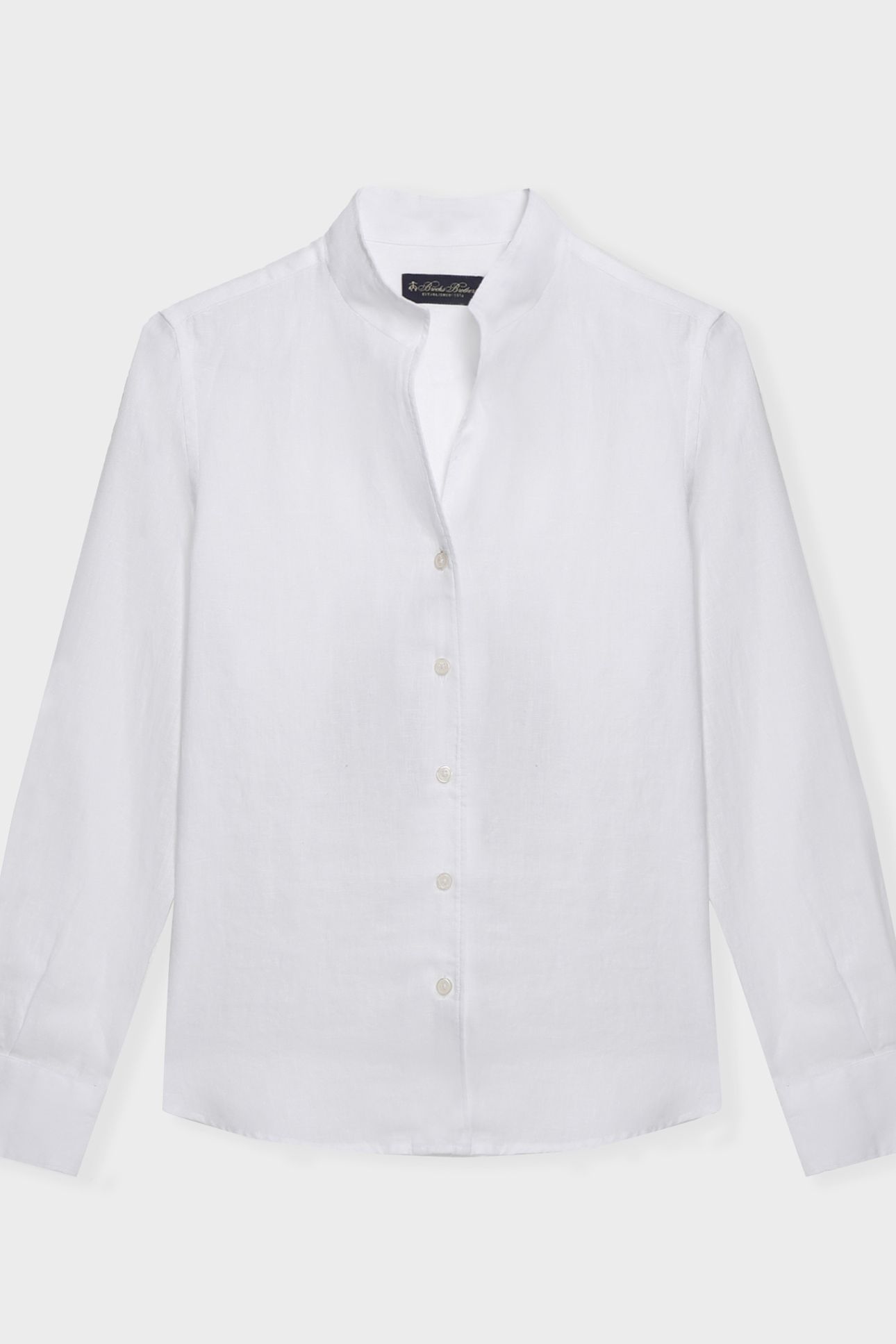 SLIM FIT LINEN SHIRT WITH STAND COLLAR WHITE 3