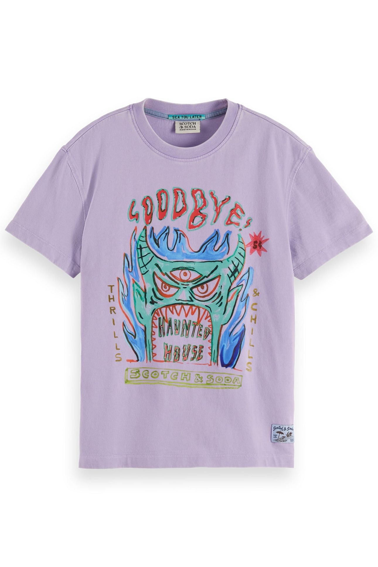 BOY SKATE-FIT SNOW-WASHED T-SHIRT WITH FRONT ARTWORK BRIGHT 1