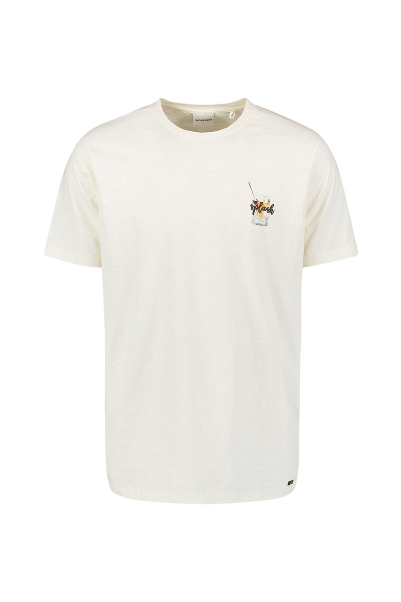 T-SHIRT CREWNECK PLACED PRINTS SLUB NATURAL 1