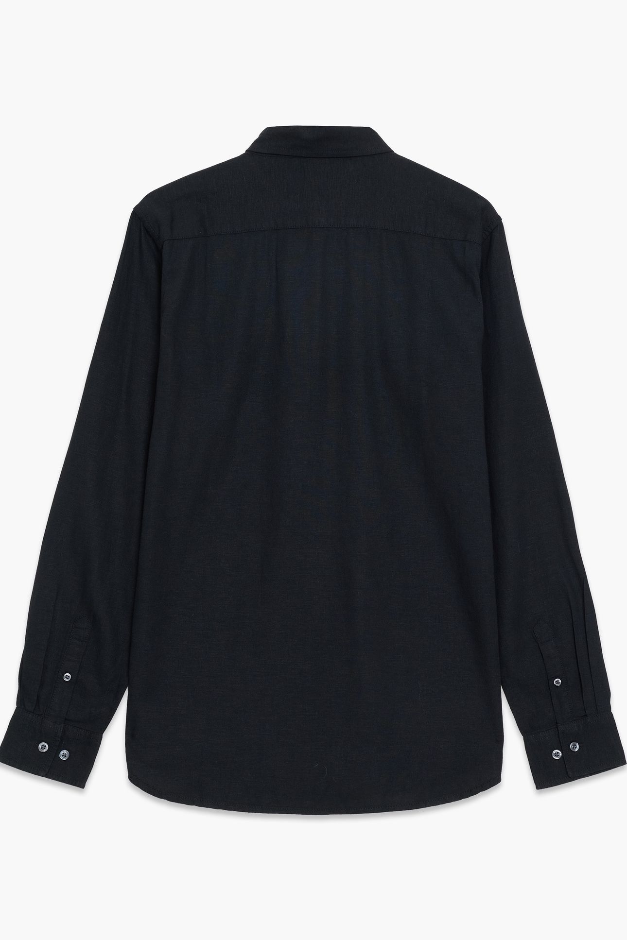 LINEN 2 POCKET LS BLACK 2