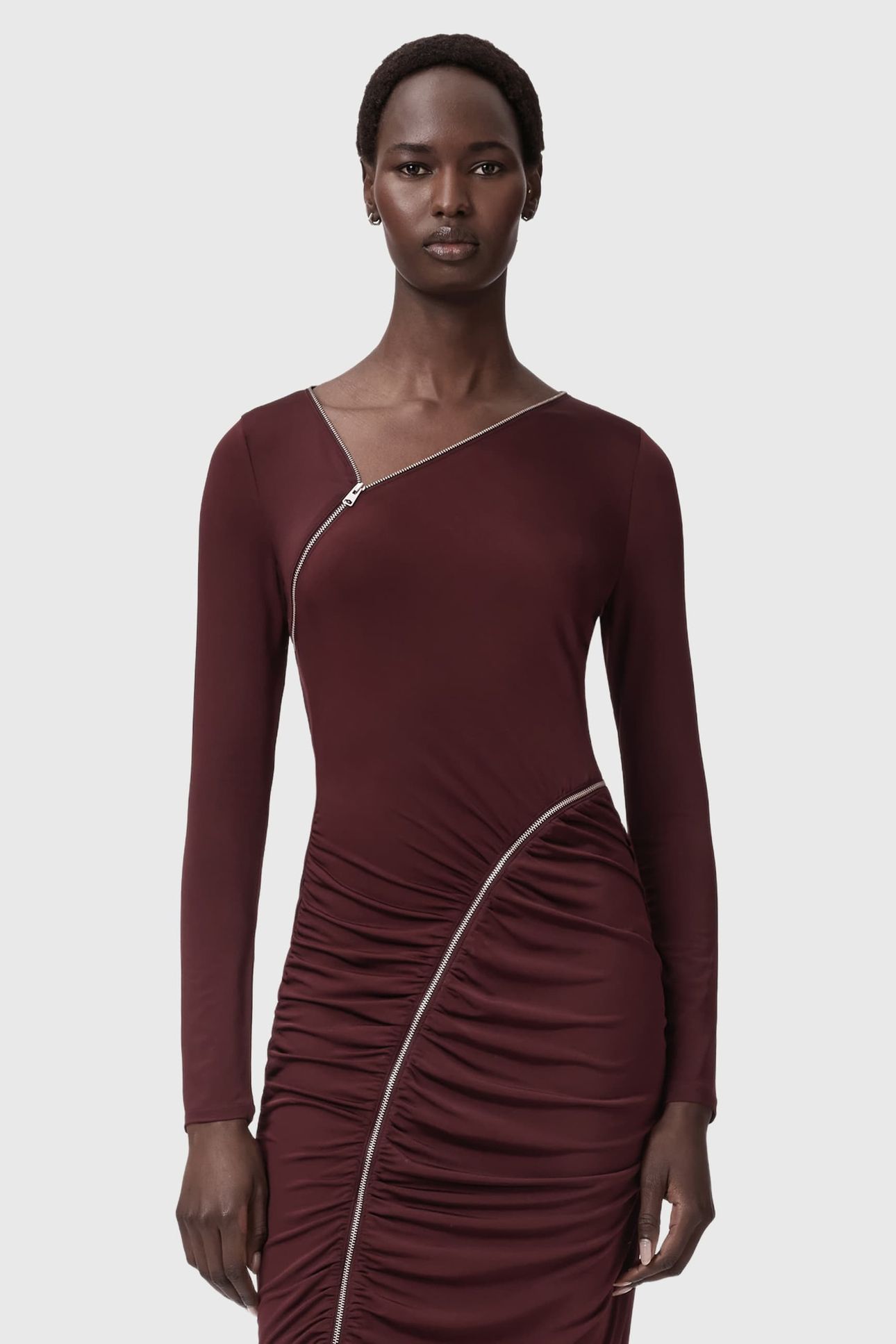 ELSIE ZIPPER DRESS OXBLOOD RED 3