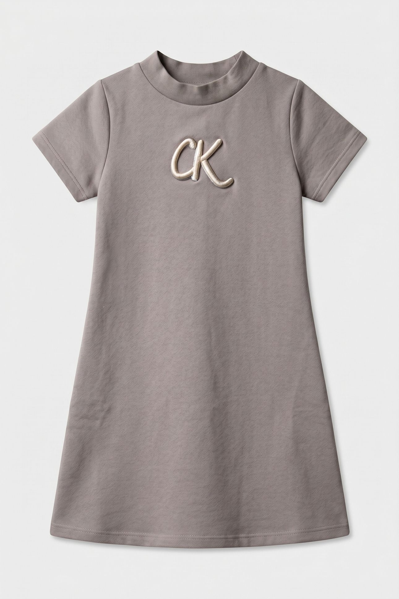 GIRLS METALLIC PRINT LS DRESS MOURNING DOVE 2