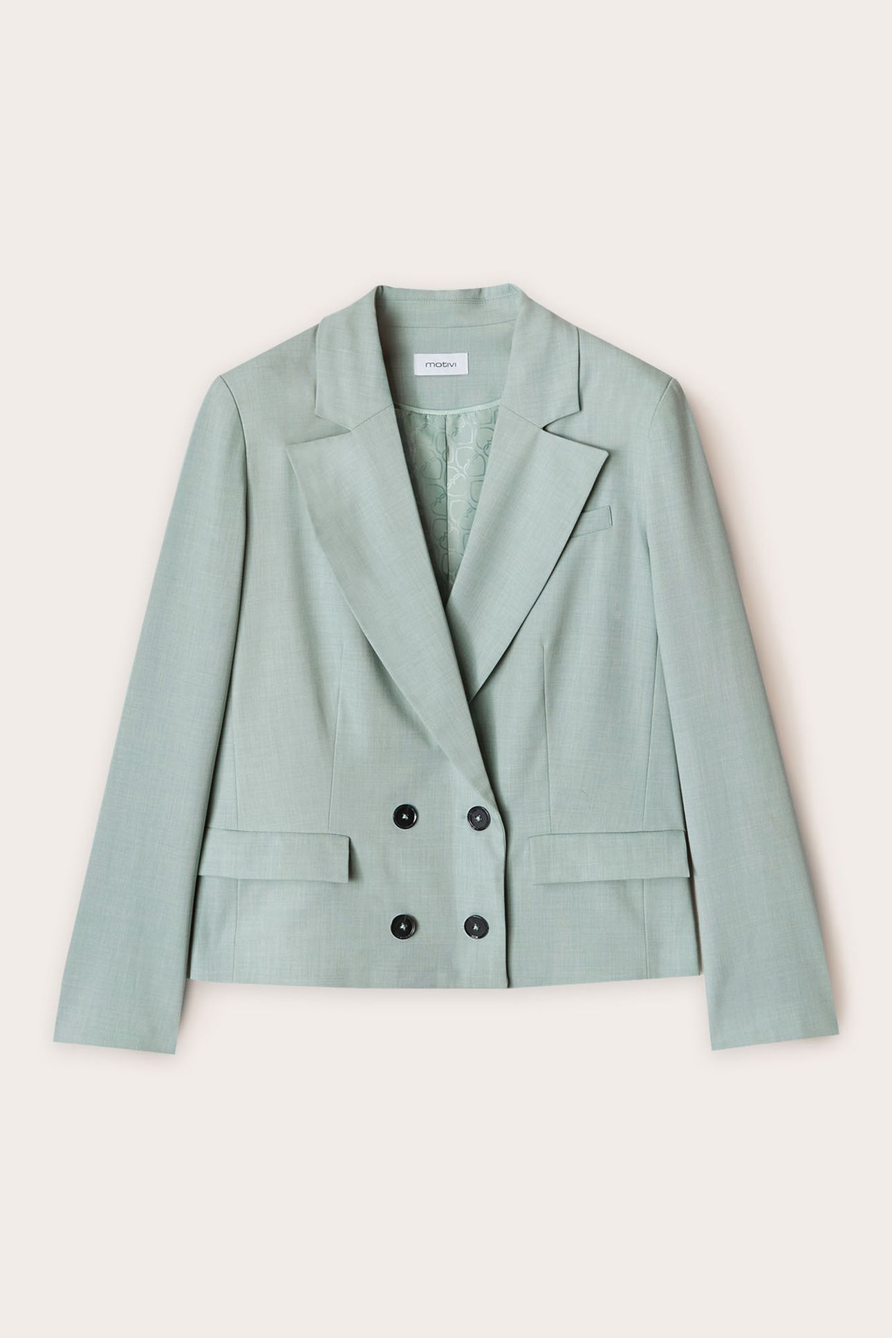 POLYVISCOSE DOUBLE-BREASTED JACKET WATER GREEN 3