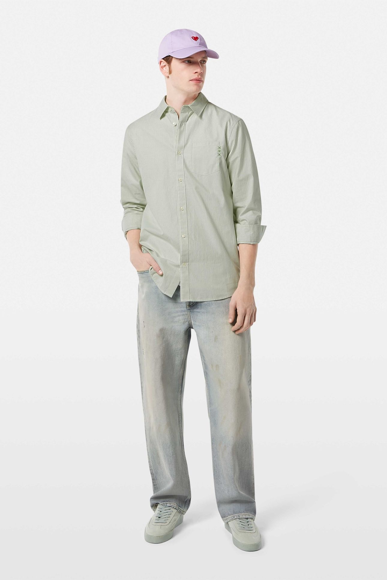 REGULAR FIT STRIPED OXFORD SHIRT PISTACHIO STRIPE 2