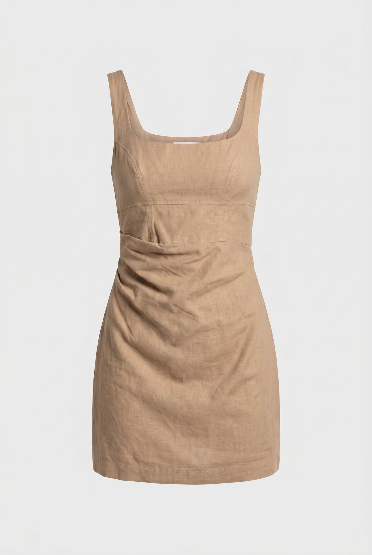 LINEN MINI DRESS SAND 3