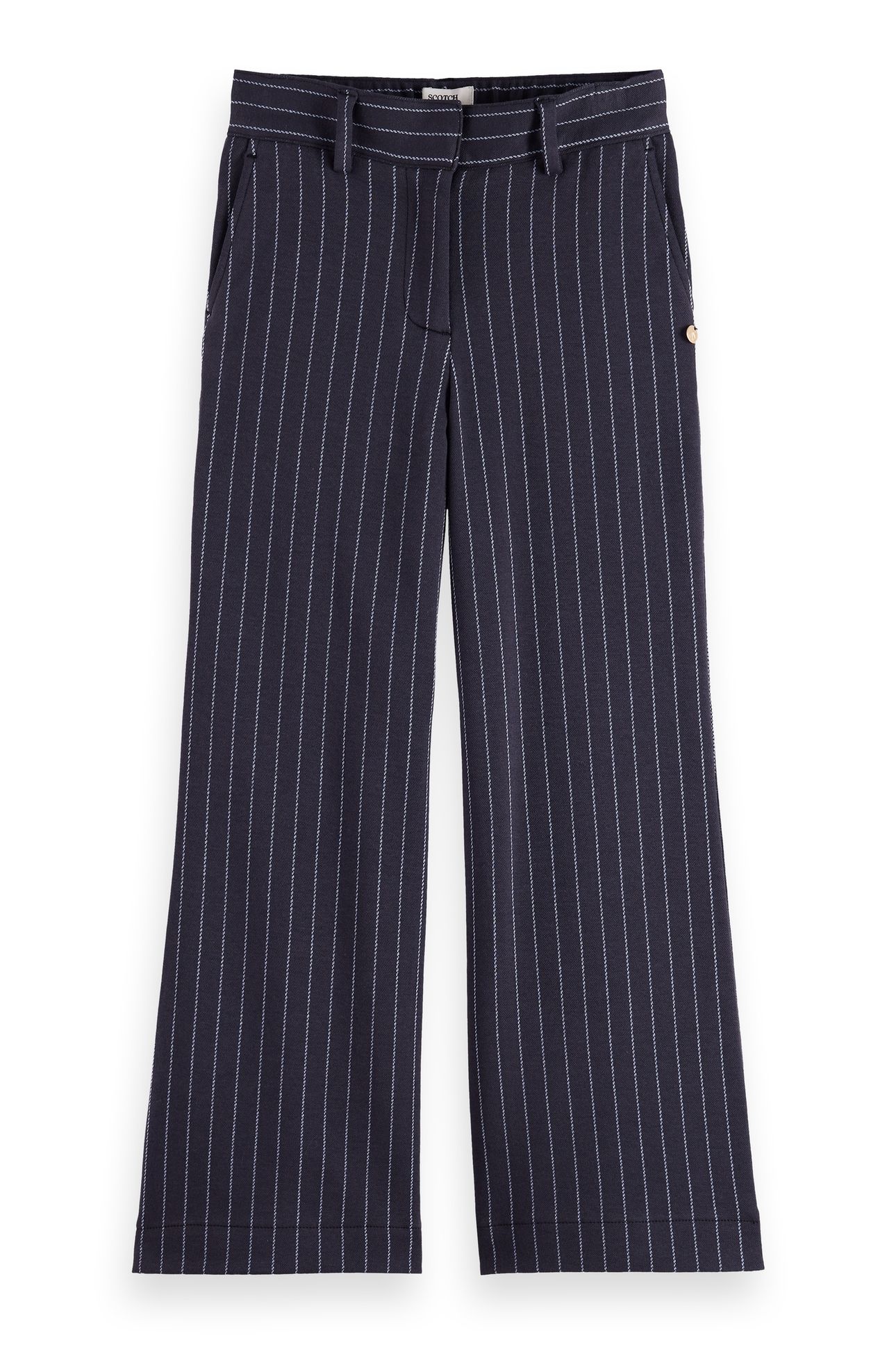 GIRL WIDE-LEG PINSTRIPE PANTS CHARCOAL CERULEAN PINSTRIPE 1