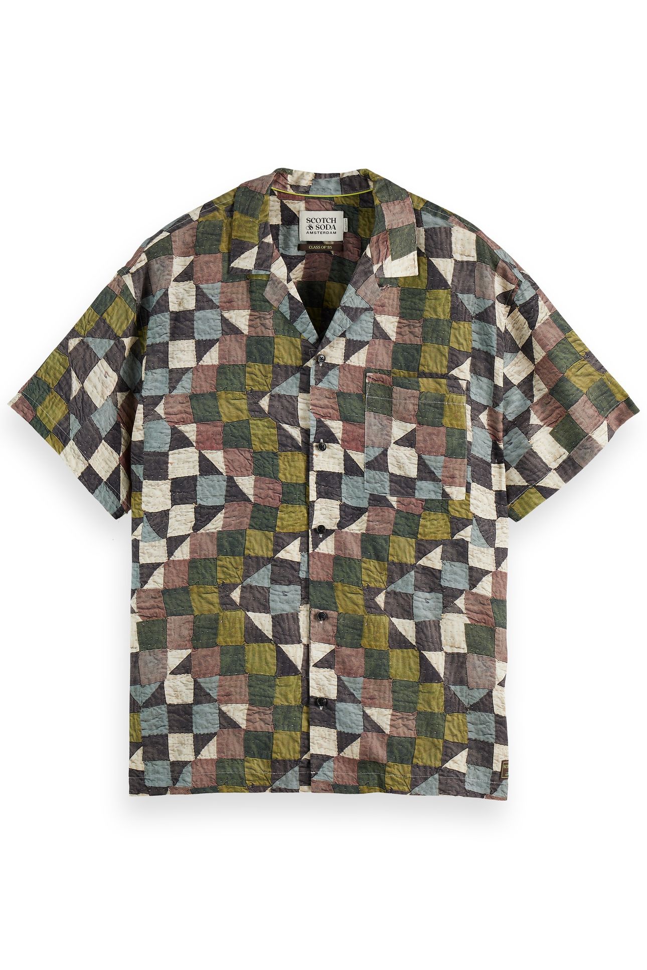 PRINTED SHORT-SLEEVED TENCEL SHIRT ZIG ZAG PATCHWORK MULTI 4