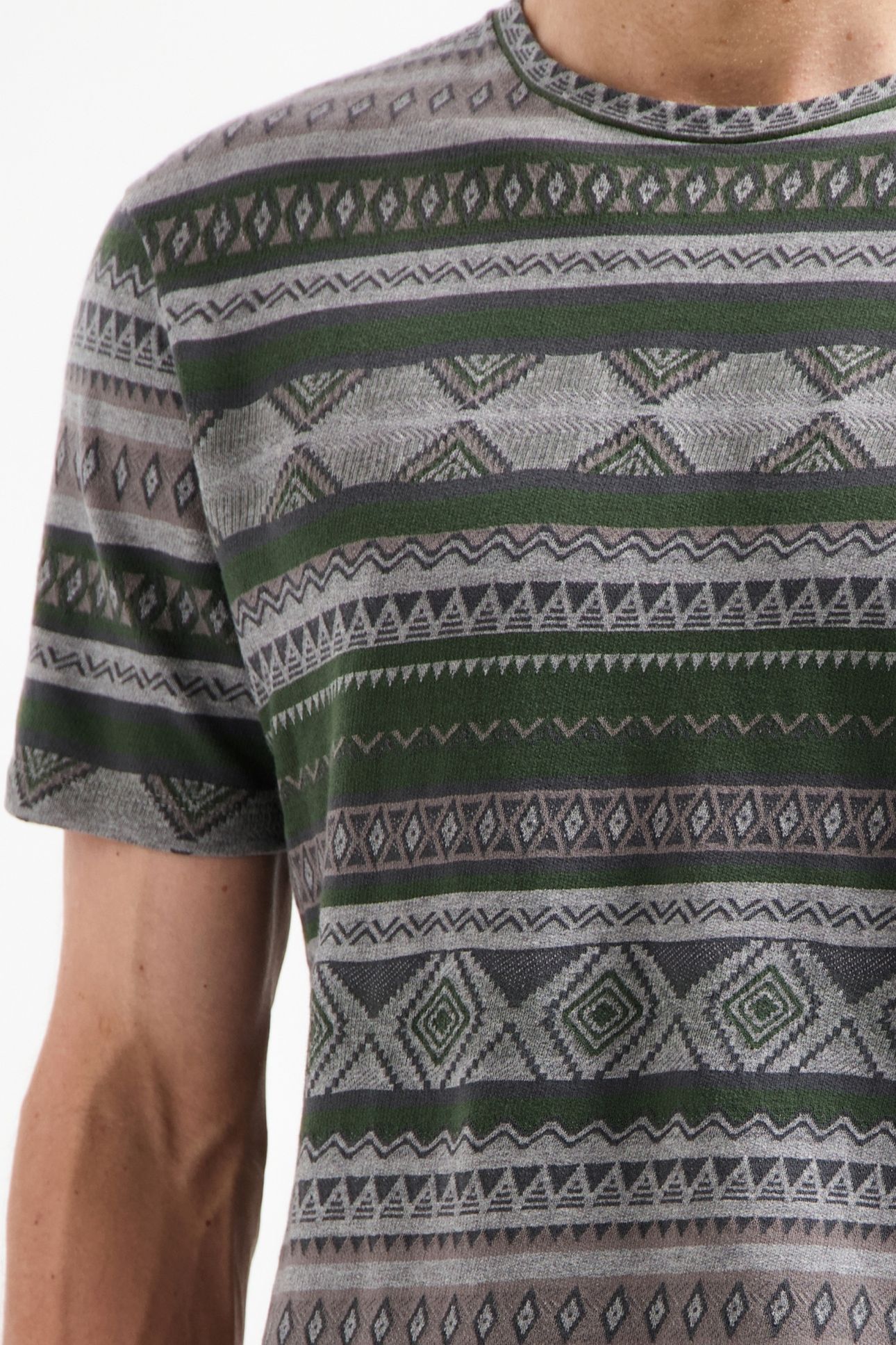 T-SHIRT CREWNECK ALLOVER JACQUARD GREY MELANGE 7