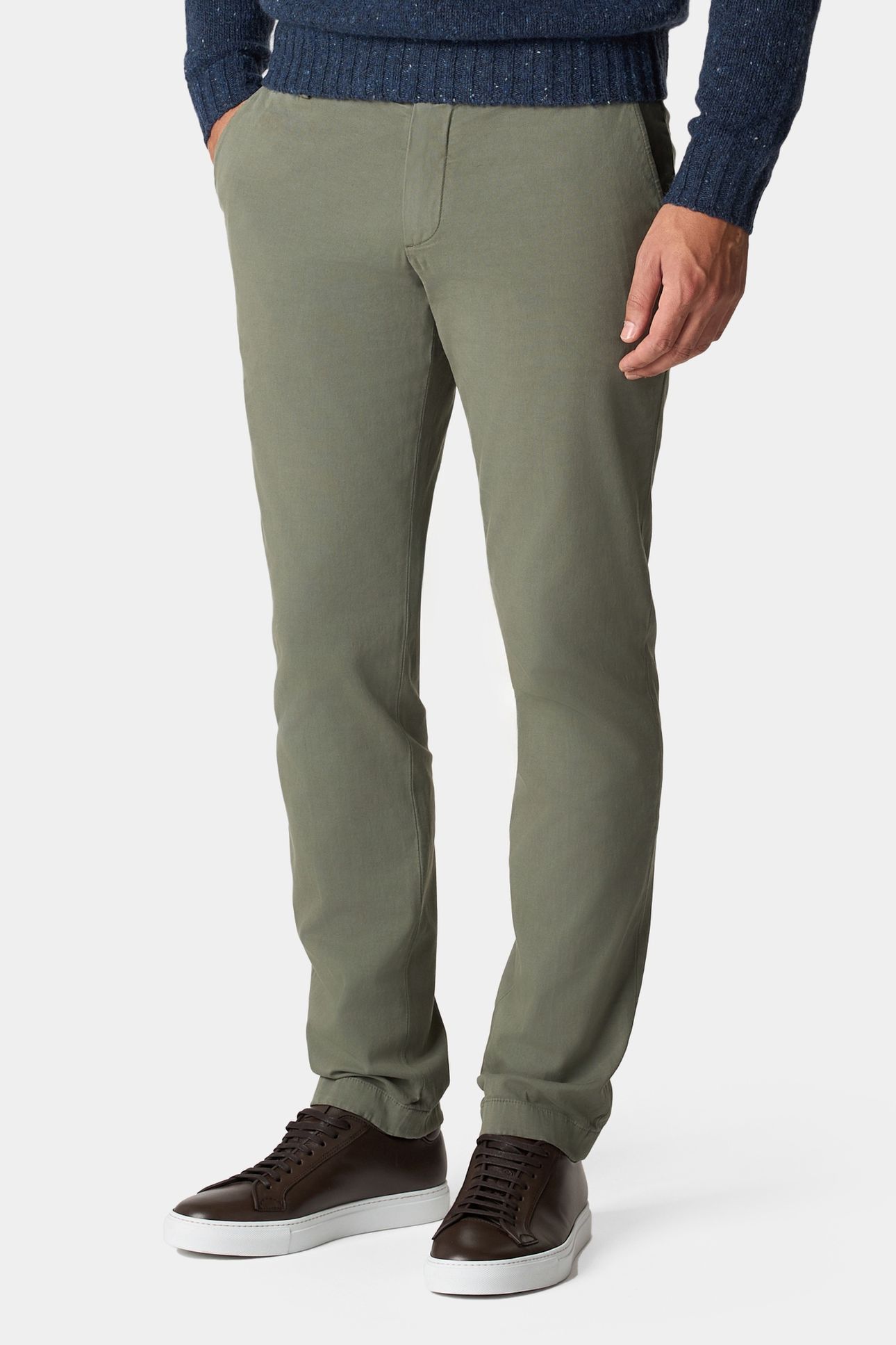 SLIM FIT WOVEN STRETCH COTTON CHINOS MILITARY 3
