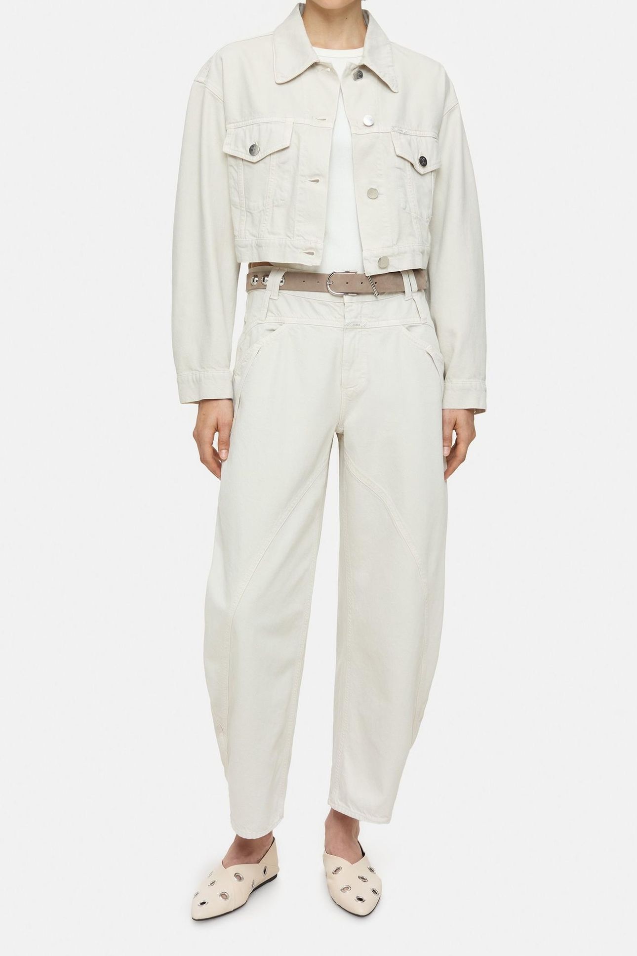BOXY DENIM JACKET STONE BEIGE 2