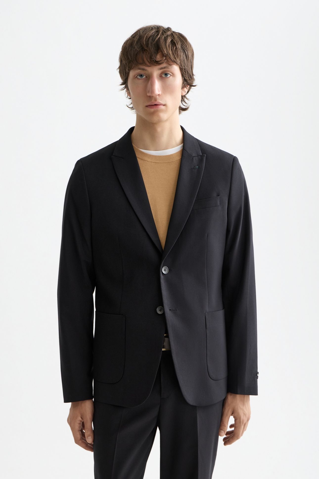 CORE - UNCONSTRUCTED PEAK LAPEL COOL-WOOL BLAZER BLACK 2