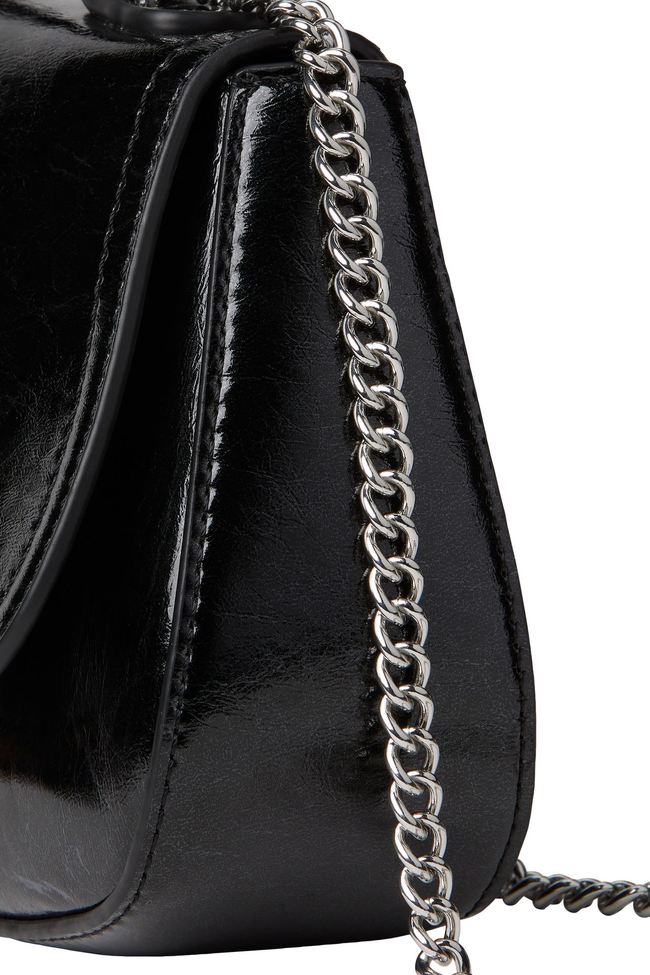 METALLIC TOP HANDLE CROSSOVER BAG BLACK 4