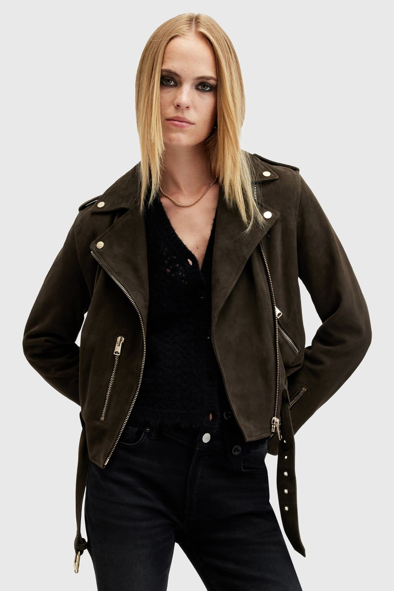 SUEDE BALFERN BIKER TARMAC GREEN 5