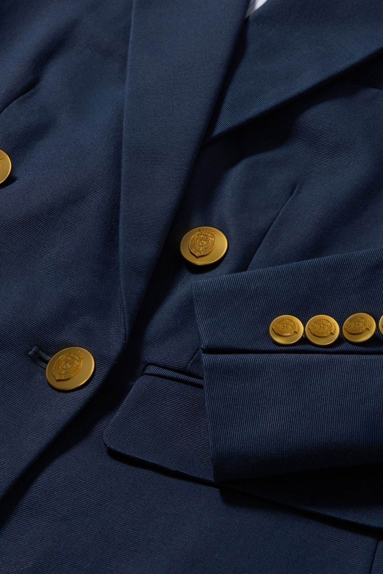 CROPPED DOUBLE-BREASTED FAILLE BLAZER NAVY 6