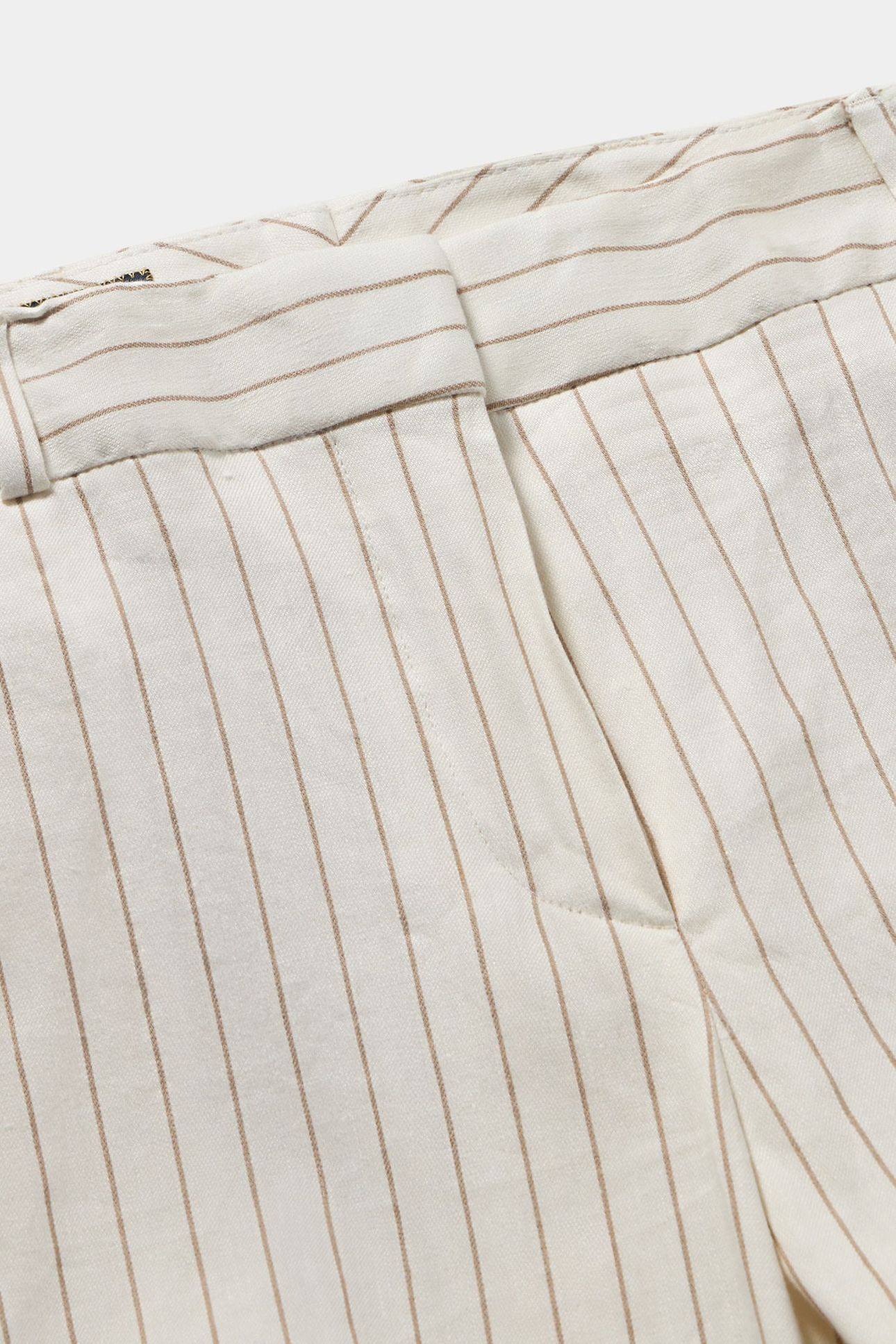 PINSTRIPE LINEN BLEND TROUSERS WHITE 5