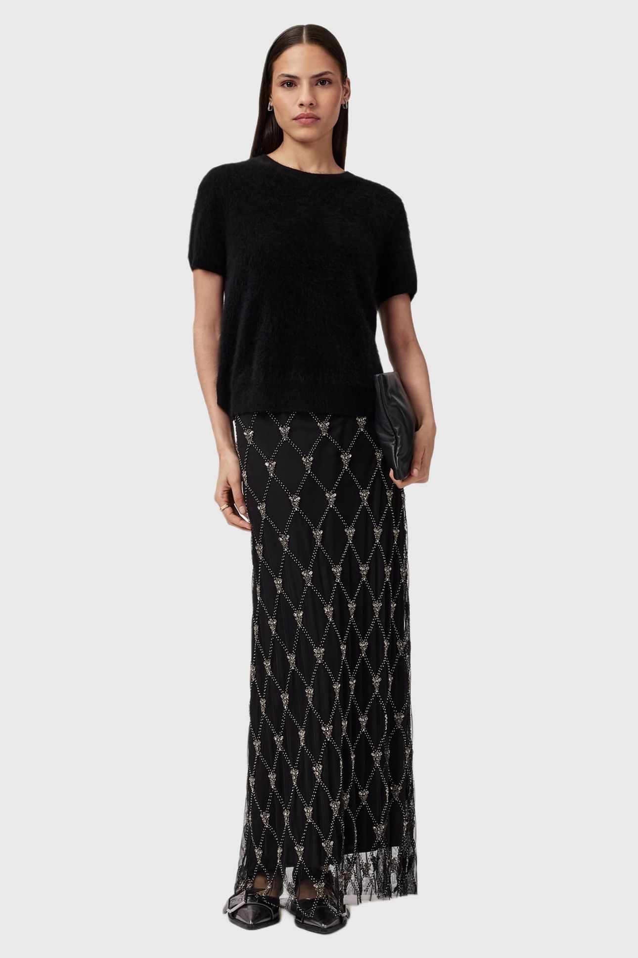 ILKA EMB SKIRT BLACK 1