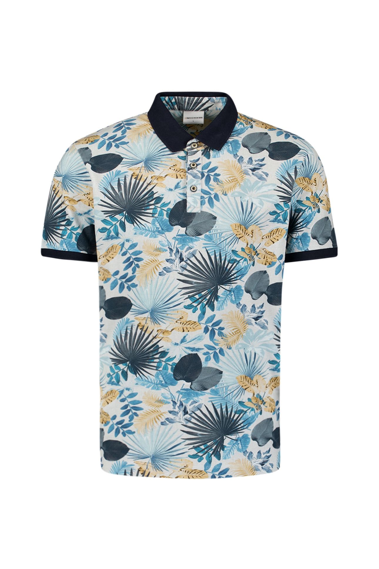 POLO PIQUE ALLOVER PRINTED BLUE 1
