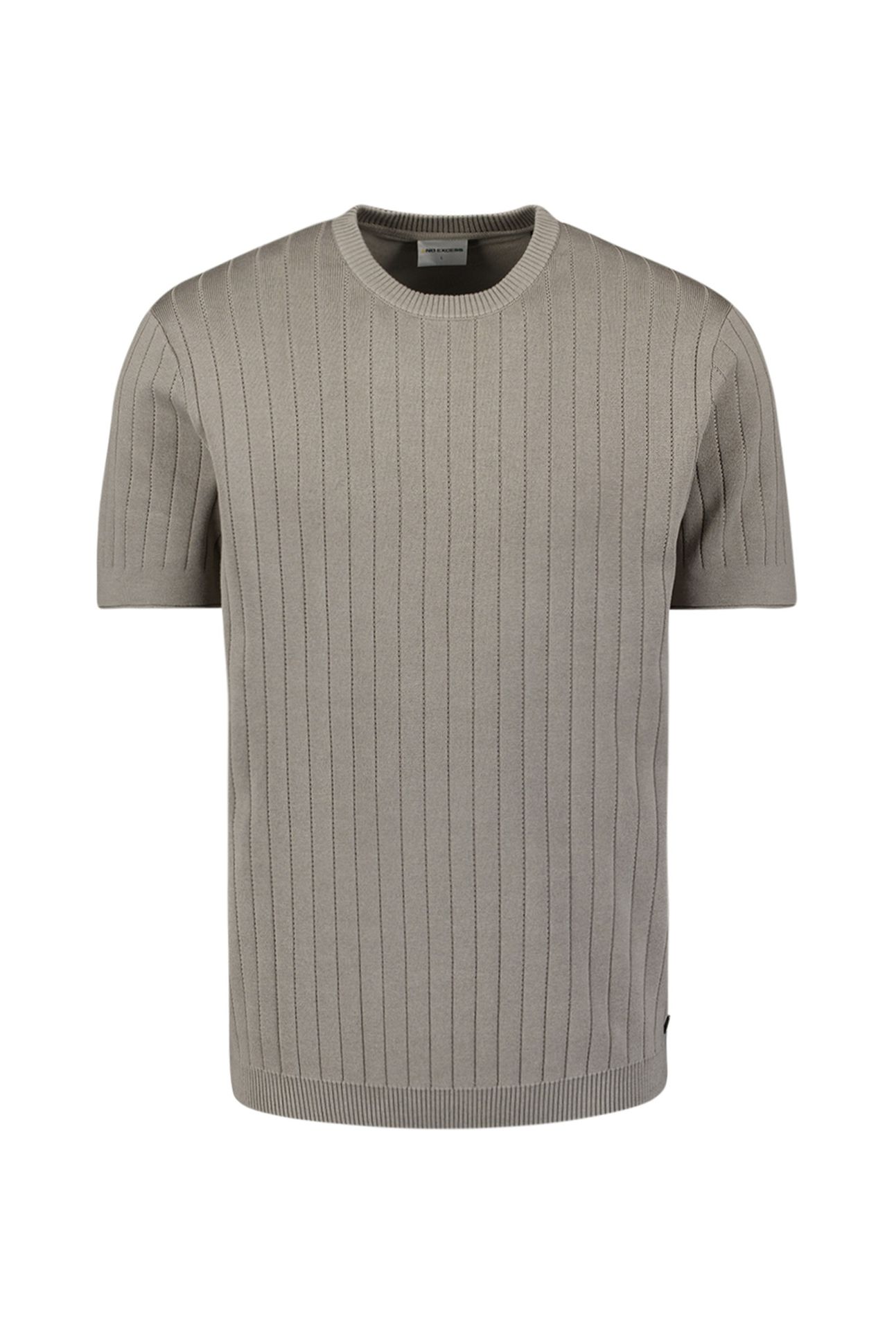 PULLOVER SHORT SLEEVE CREWNECK SOLID DROPNEEDLE STRIPE CLAY 6