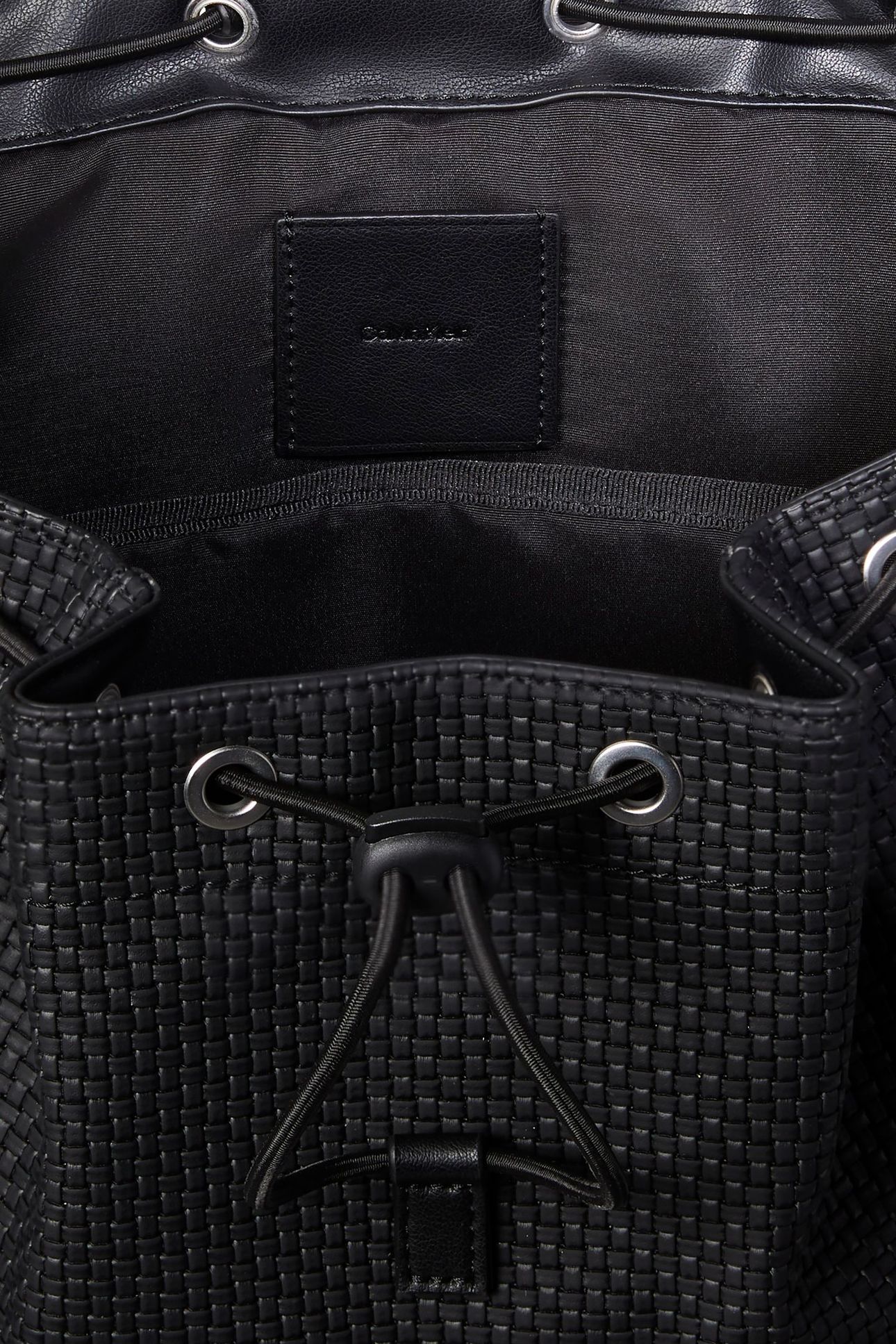 EMBOSSED WOVEN FLAP BACKPACK BLACK 4