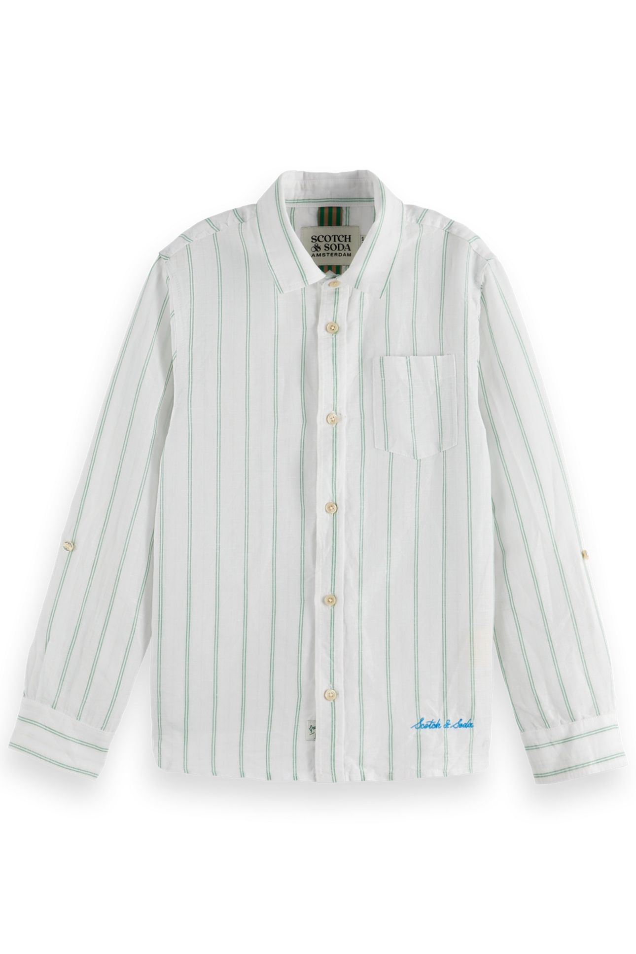 BOY YARN-DYED LINEN BLEND LONG-SLEEVED SHIRT WHITE / BRIGHT 2