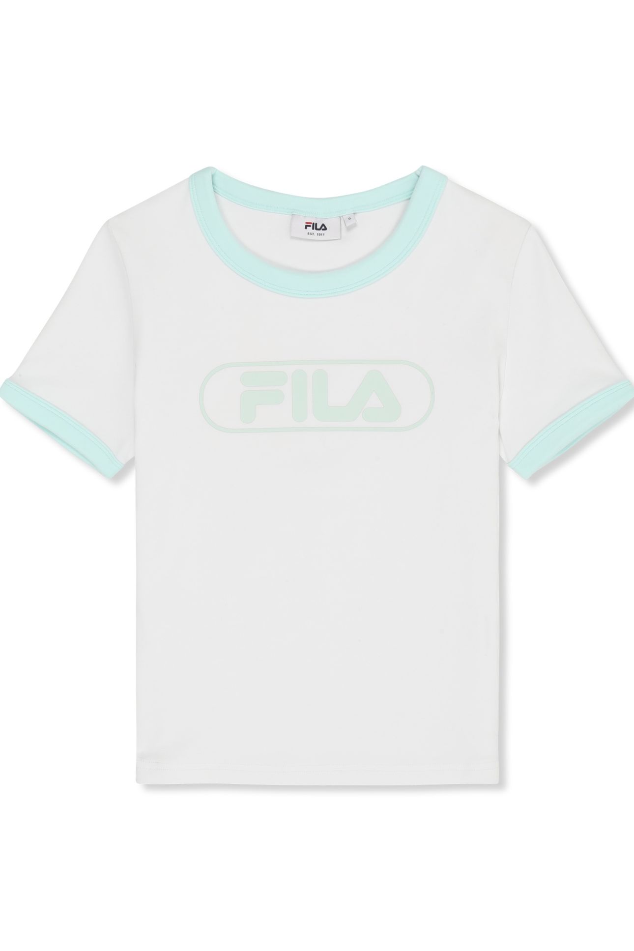 CERCINA SLIM LOGO RINGER BABY TEE BRIGHT WHITE-SOOTHING SEA 4
