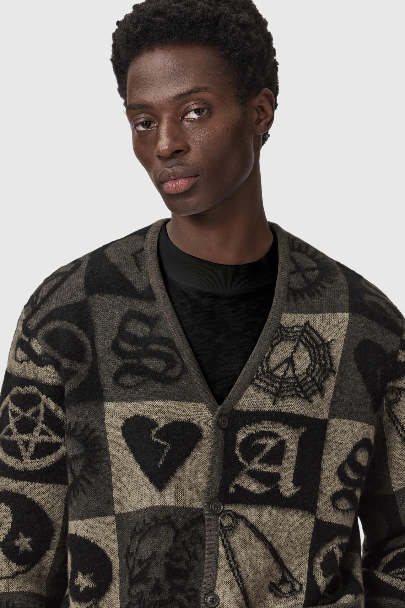 TRAVIS CARDIGAN OLIVE GREEN/BLACK 7