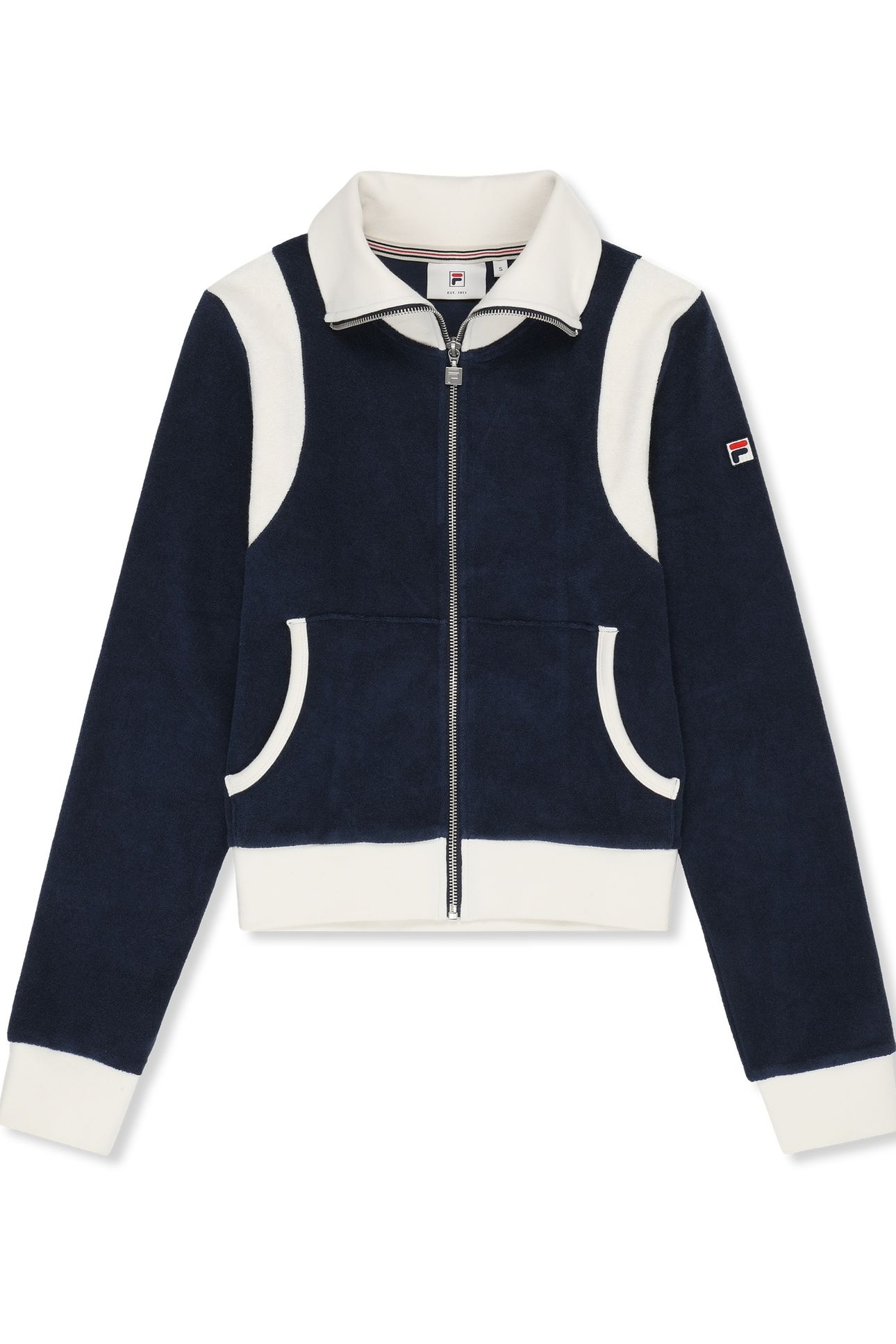 ADRIANO FITTED TOWELLING TRACK JACKET BLACK IRIS-EGRET 4