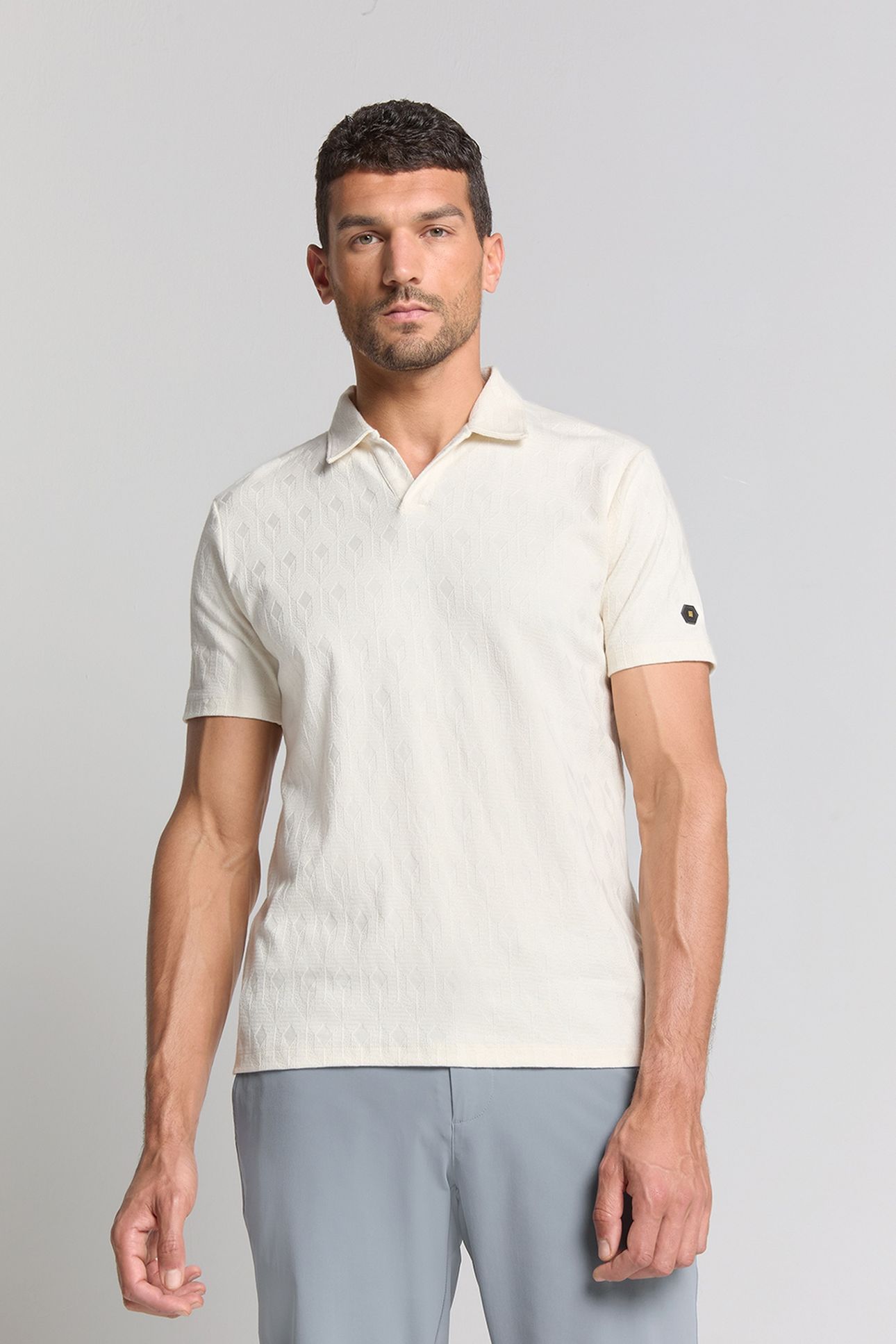 POLO V SOLID TERRY JACQUARD OFFWHITE 1