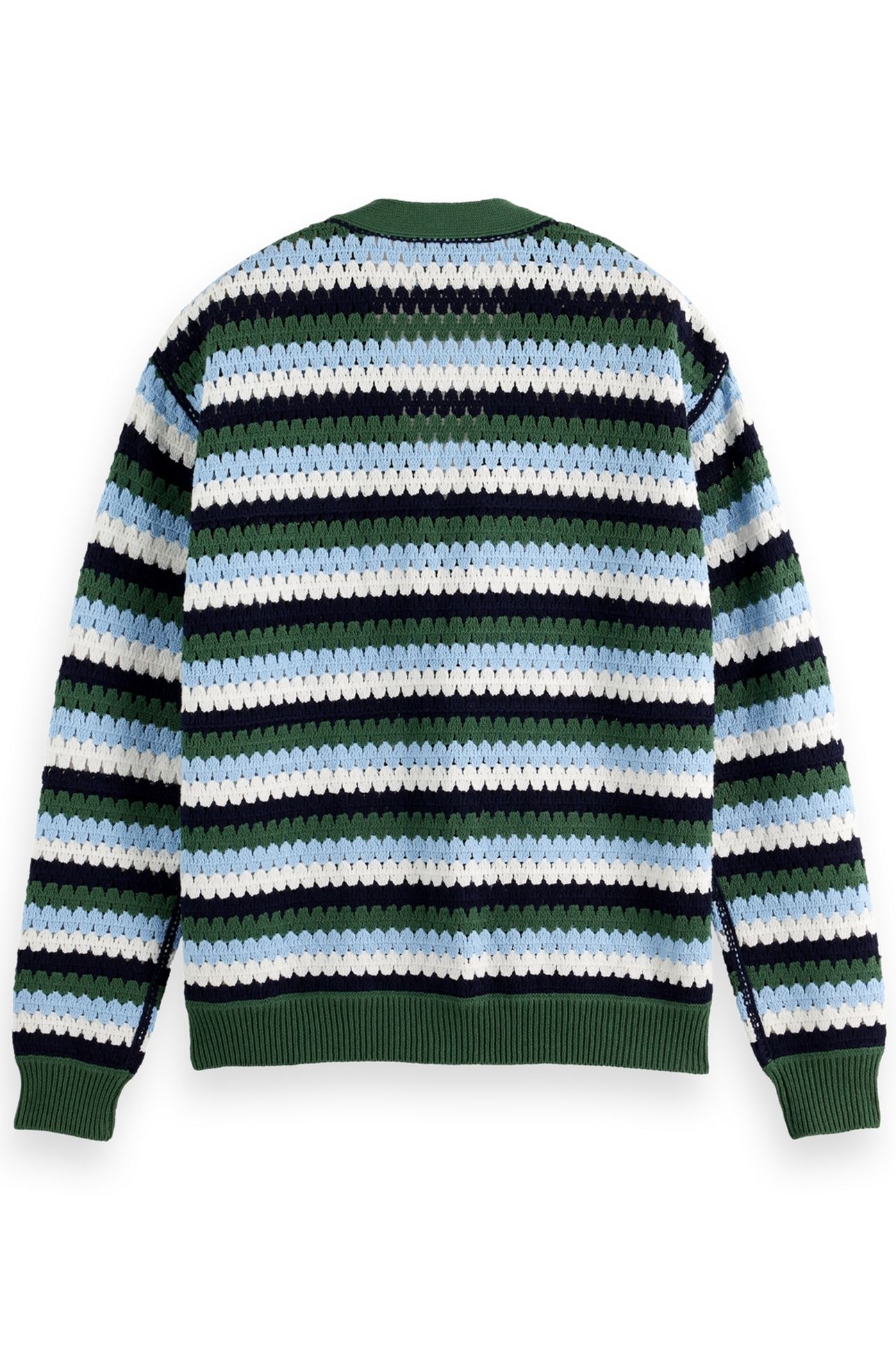 CROCHET DROPPED SHOULDER CARDIGAN SAGE GREEN MULTI STRIPE 2