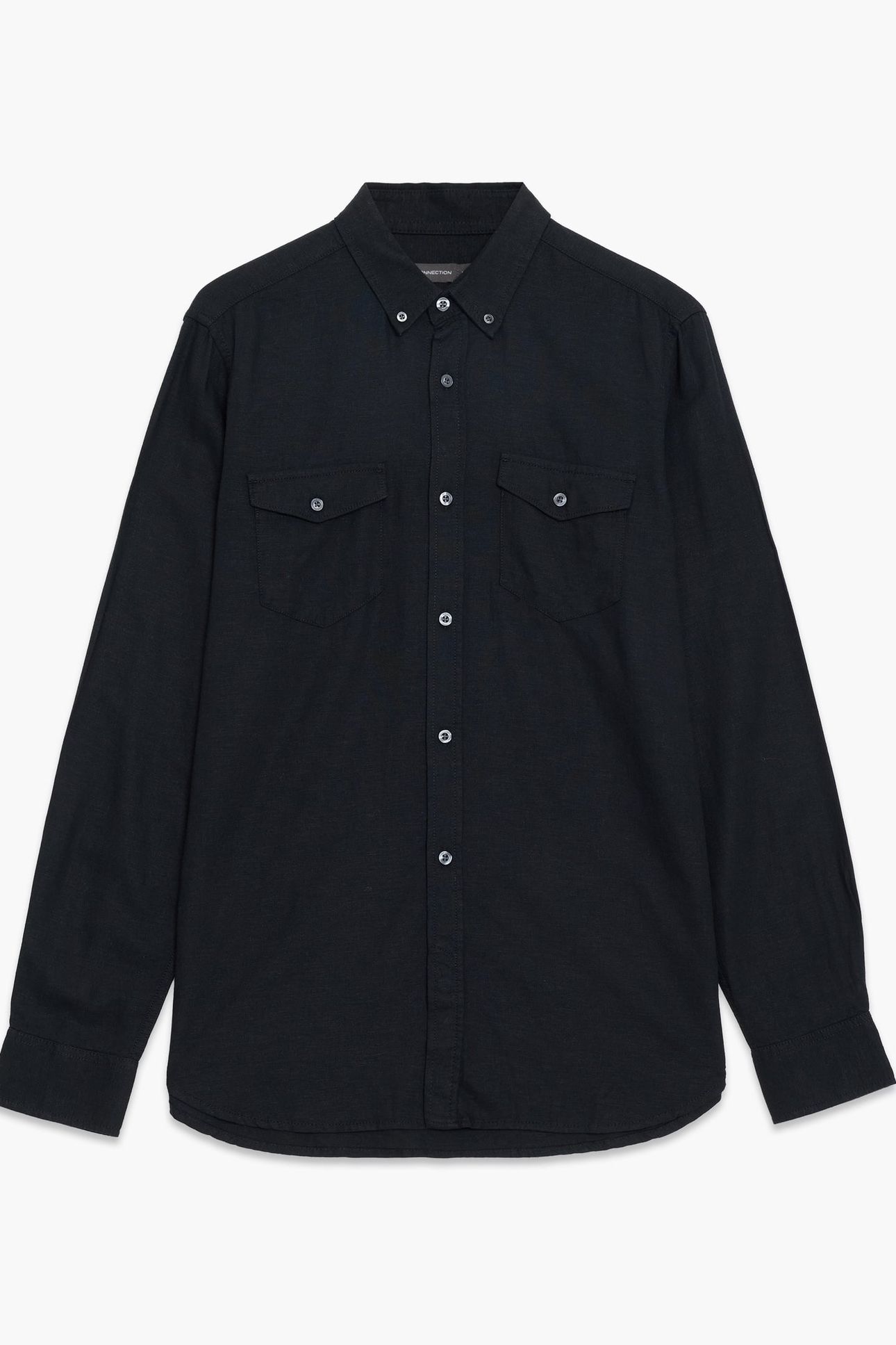 LINEN 2 POCKET LS BLACK 1
