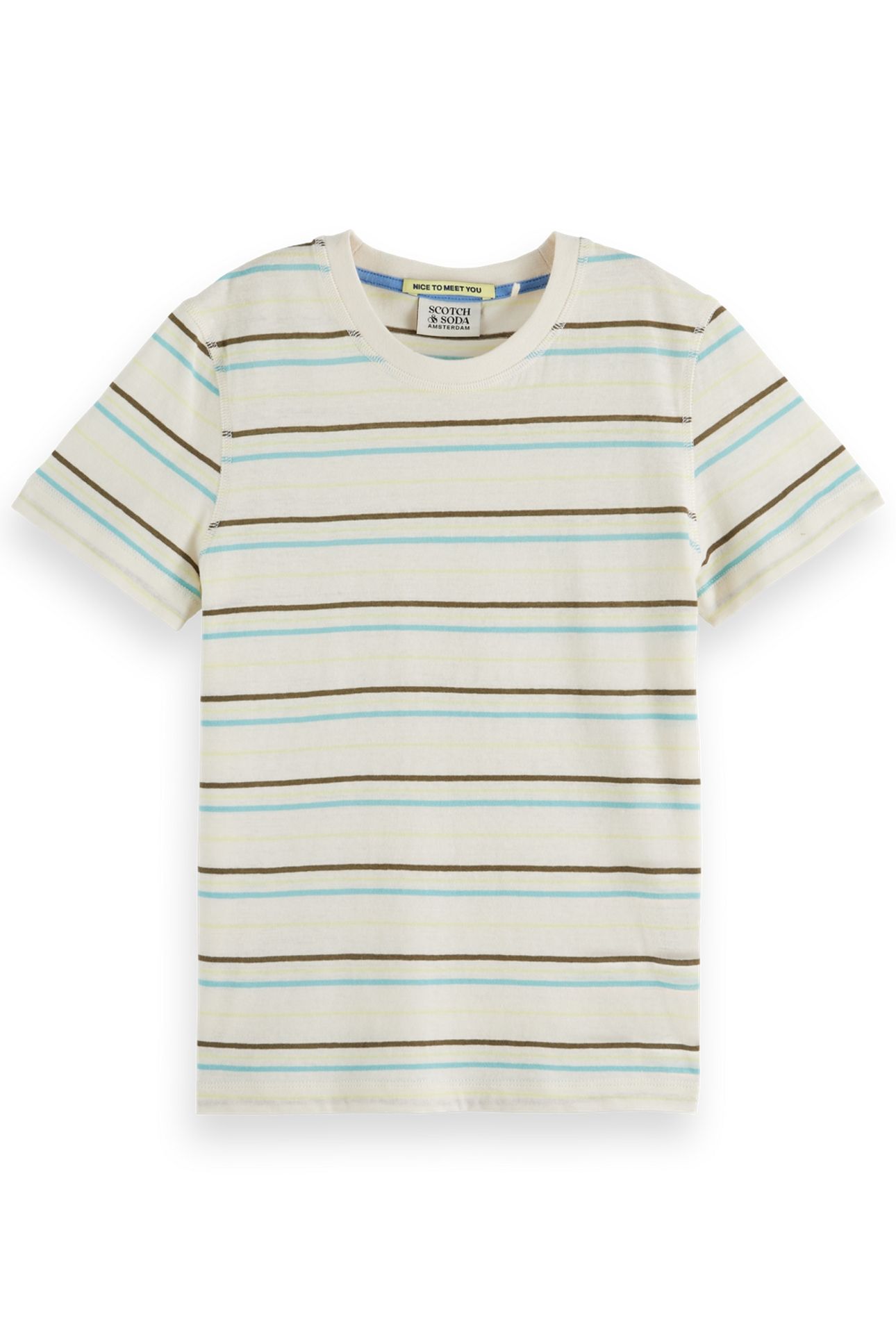 BOY RELAXED-FIT YARN-DYED STRIPED T-SHIRT SOFT ICE/ NEON YEL 1