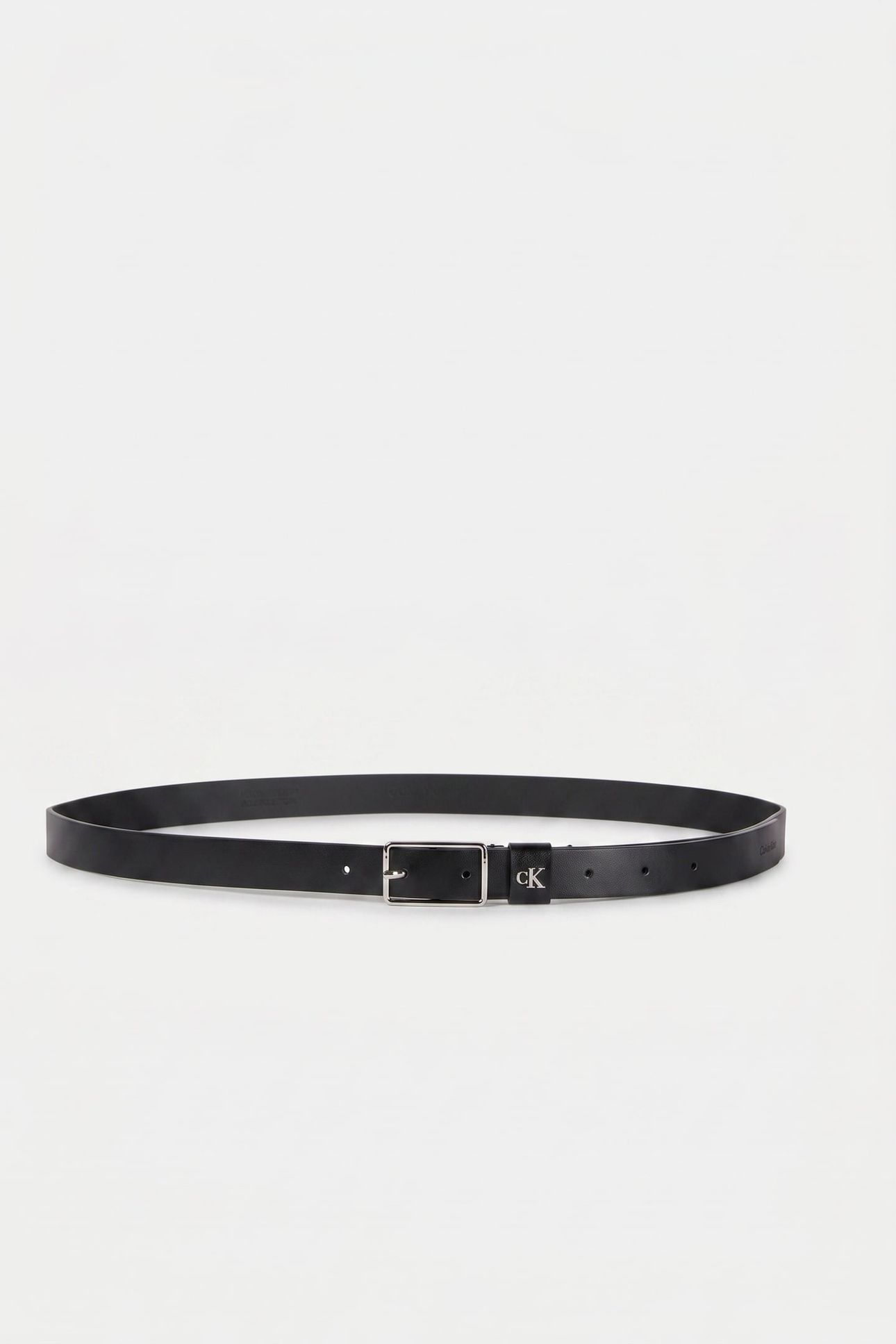 FULL GRAIN LEATHER LOGO BELT BLACK/SHINY NICKEL 1