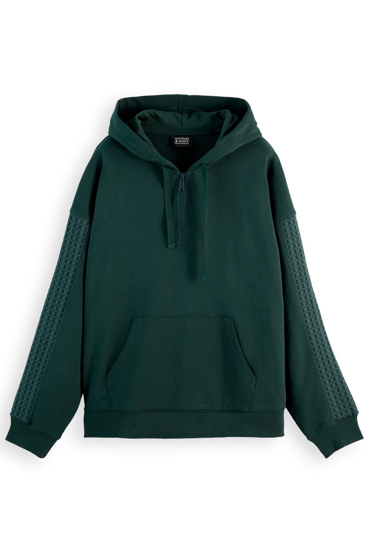 RIB INSERT ZIPPED LOOSE FIT HOODIE AMSTERDAM GREEN 1