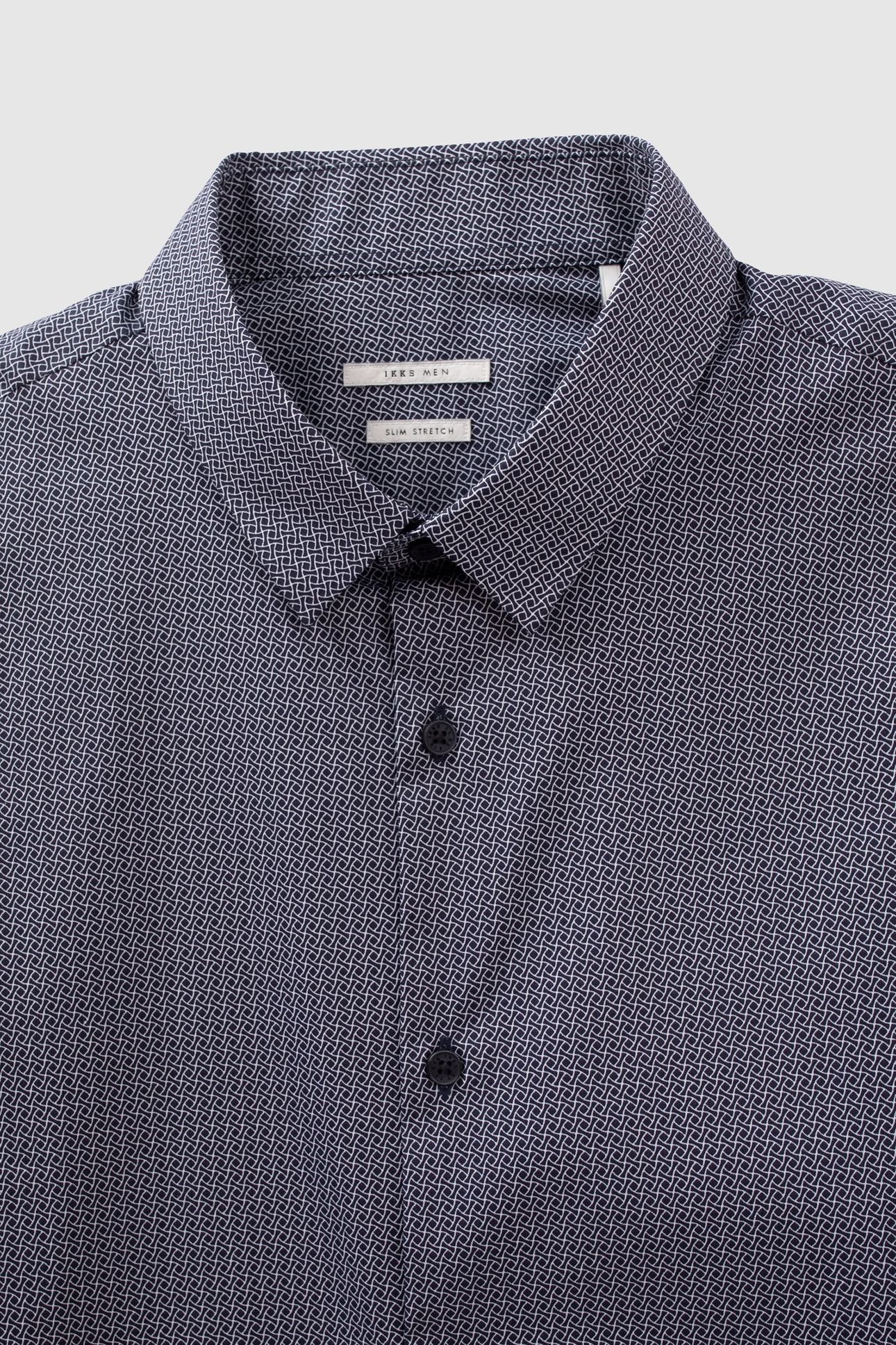 NAVY MINIMALIST PRINT EASY CARE SLIM SHIRT 7