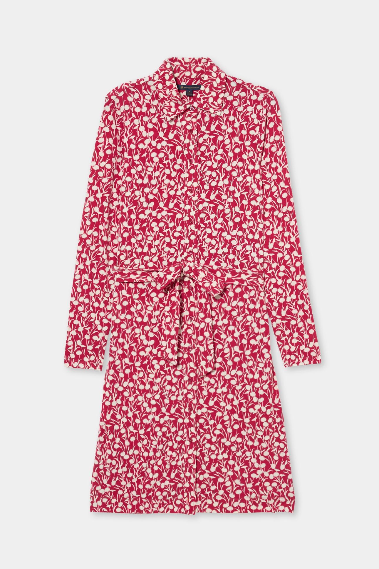 KNIT BELTED SHIRT DRESS RED 3