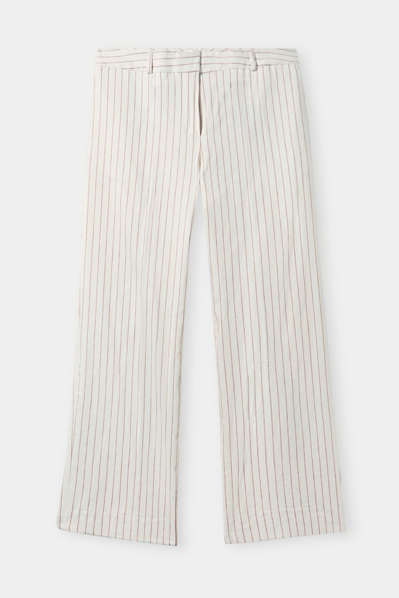 PINSTRIPE LINEN BLEND TROUSERS WHITE 3