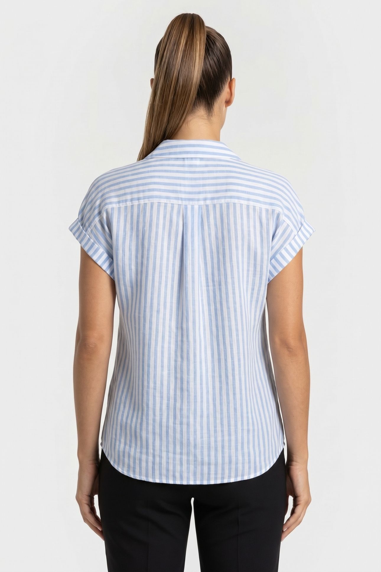 REGULAR FIT PRINTED LINEN BLOUSE LIGHT BLUE 2