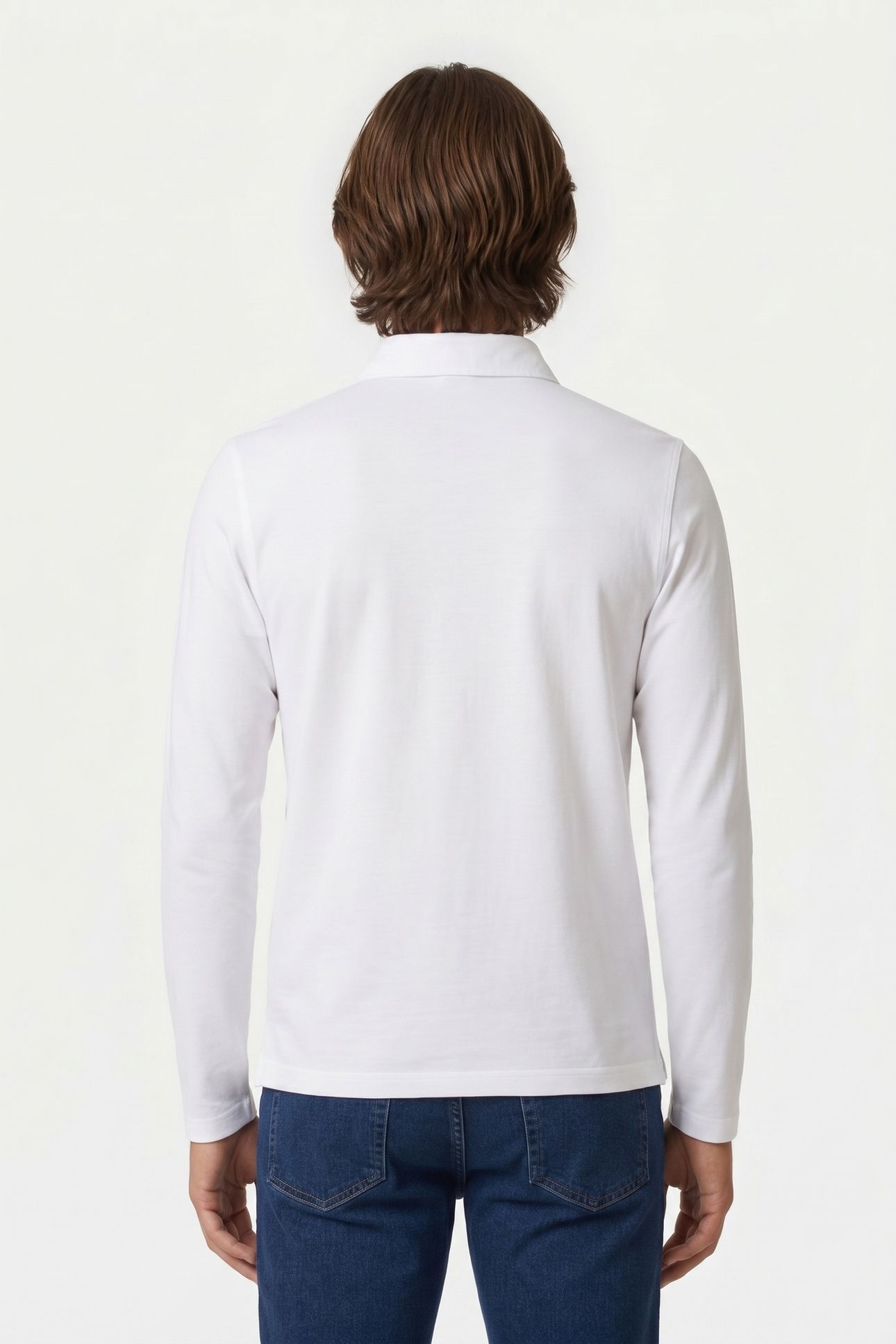 KNIT LONG SLEEVE POLOS WHITE 2