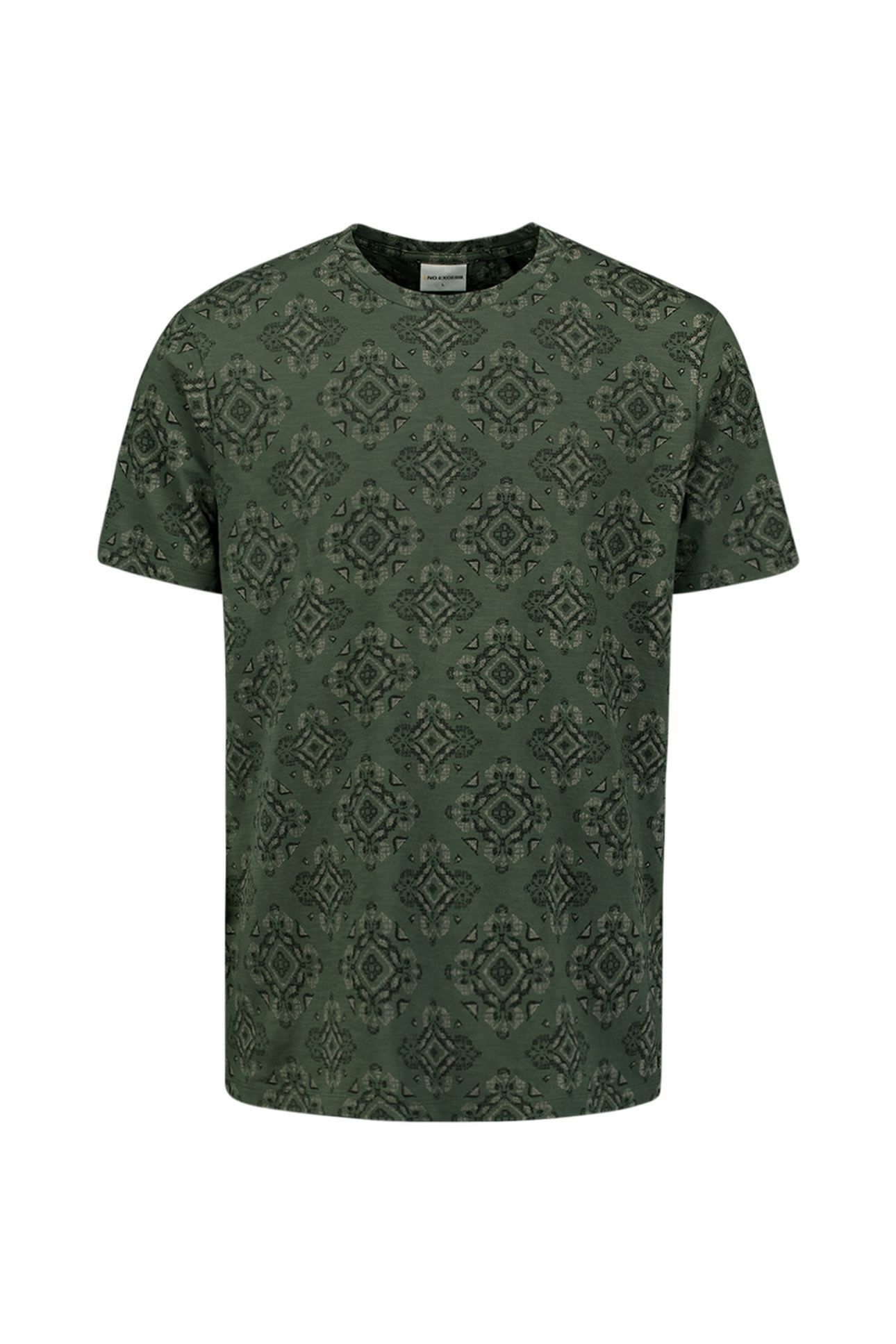 T-SHIRT CREWNECK ALLOVER PRINTED GARMENT DYED SLUB DARK GREE 5