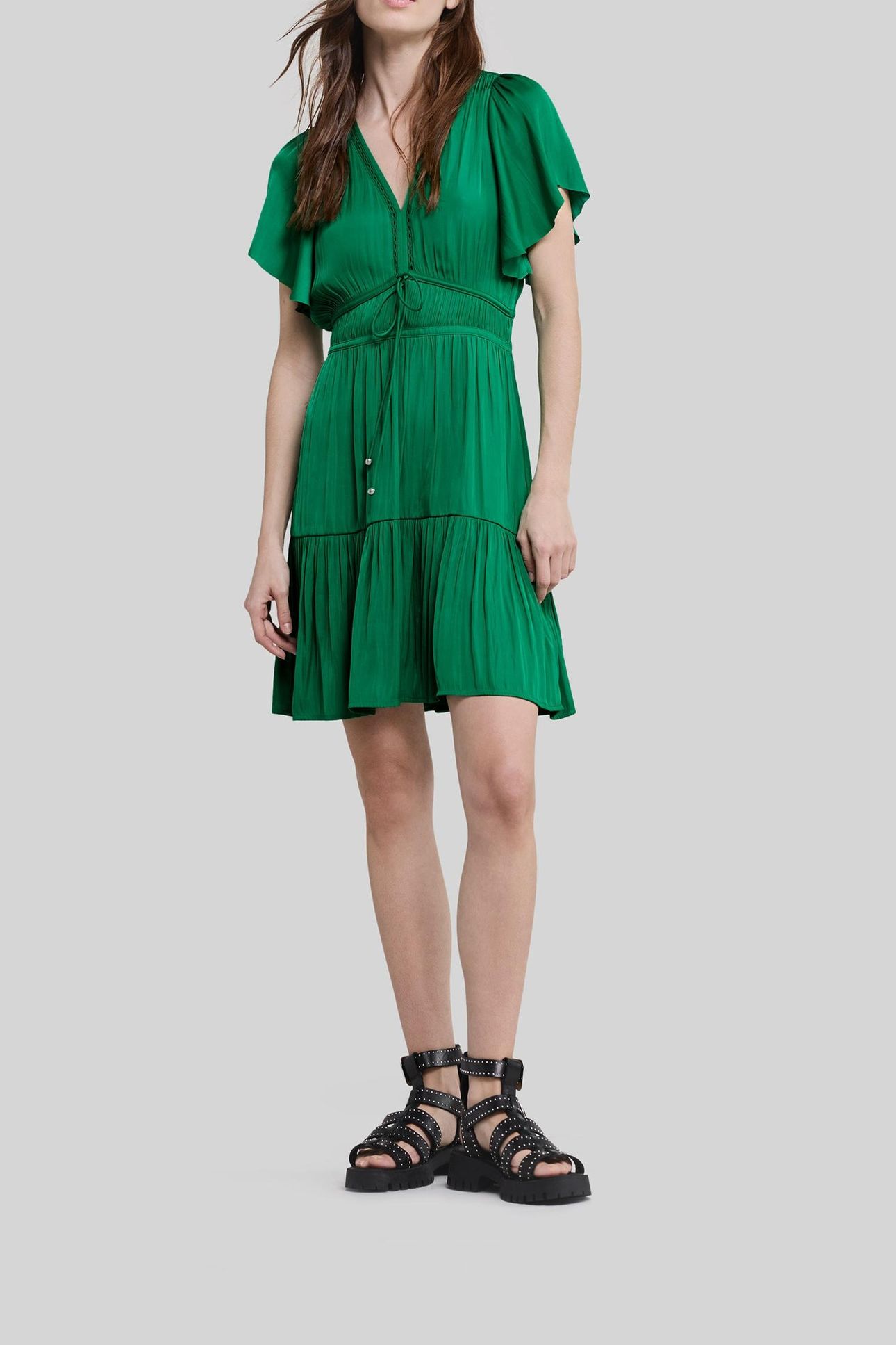 MINT CREASED DRESS WITH BUTTERFLY SLEEVES 1