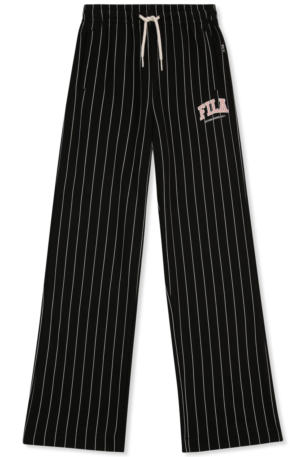 RIFREDI WIDE GRAPHIC PINSTRIPED SWEATPANTS BLACK / EGRET STR 1