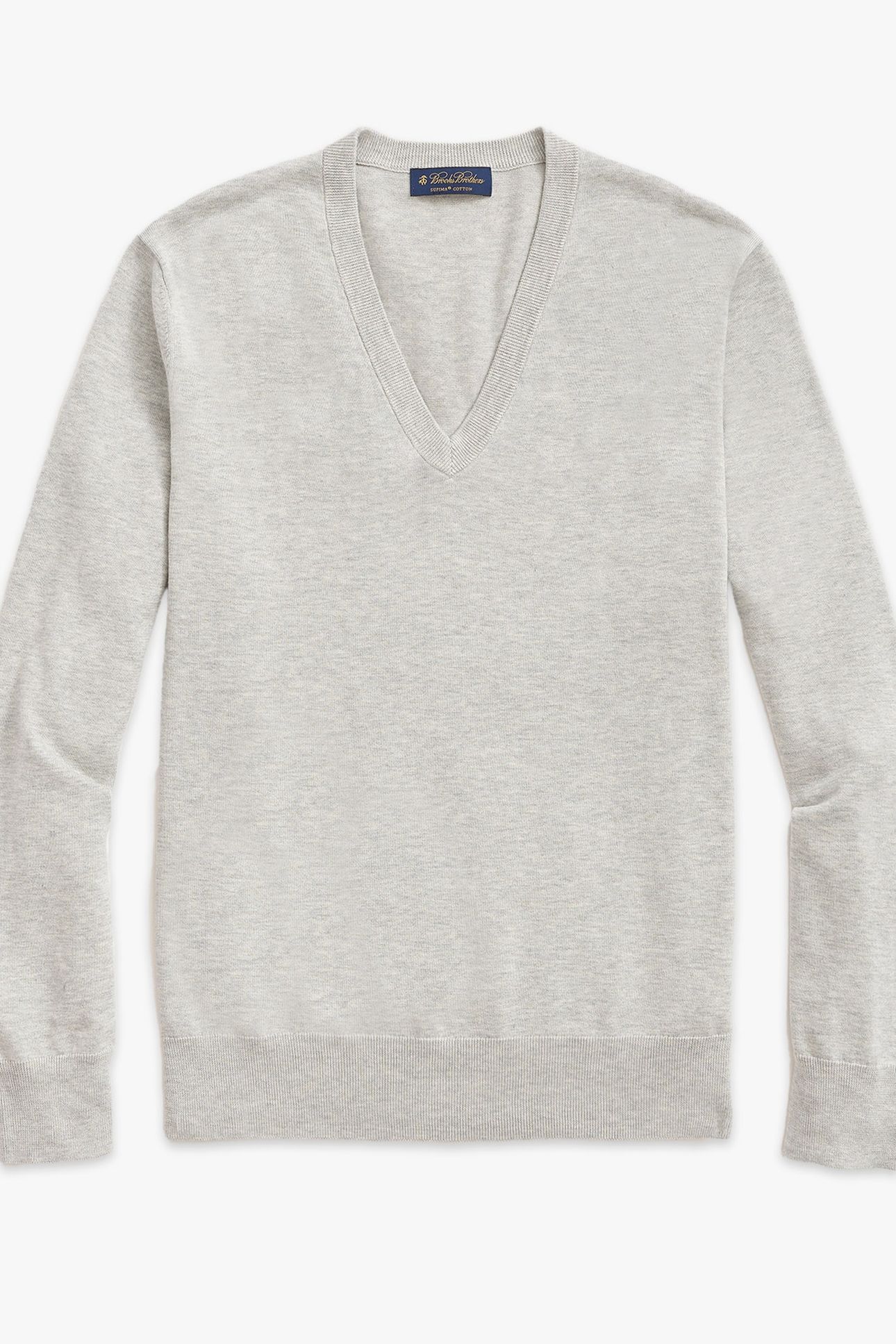 SUPIMA COTTON V-NECK SWEATER GREY 4