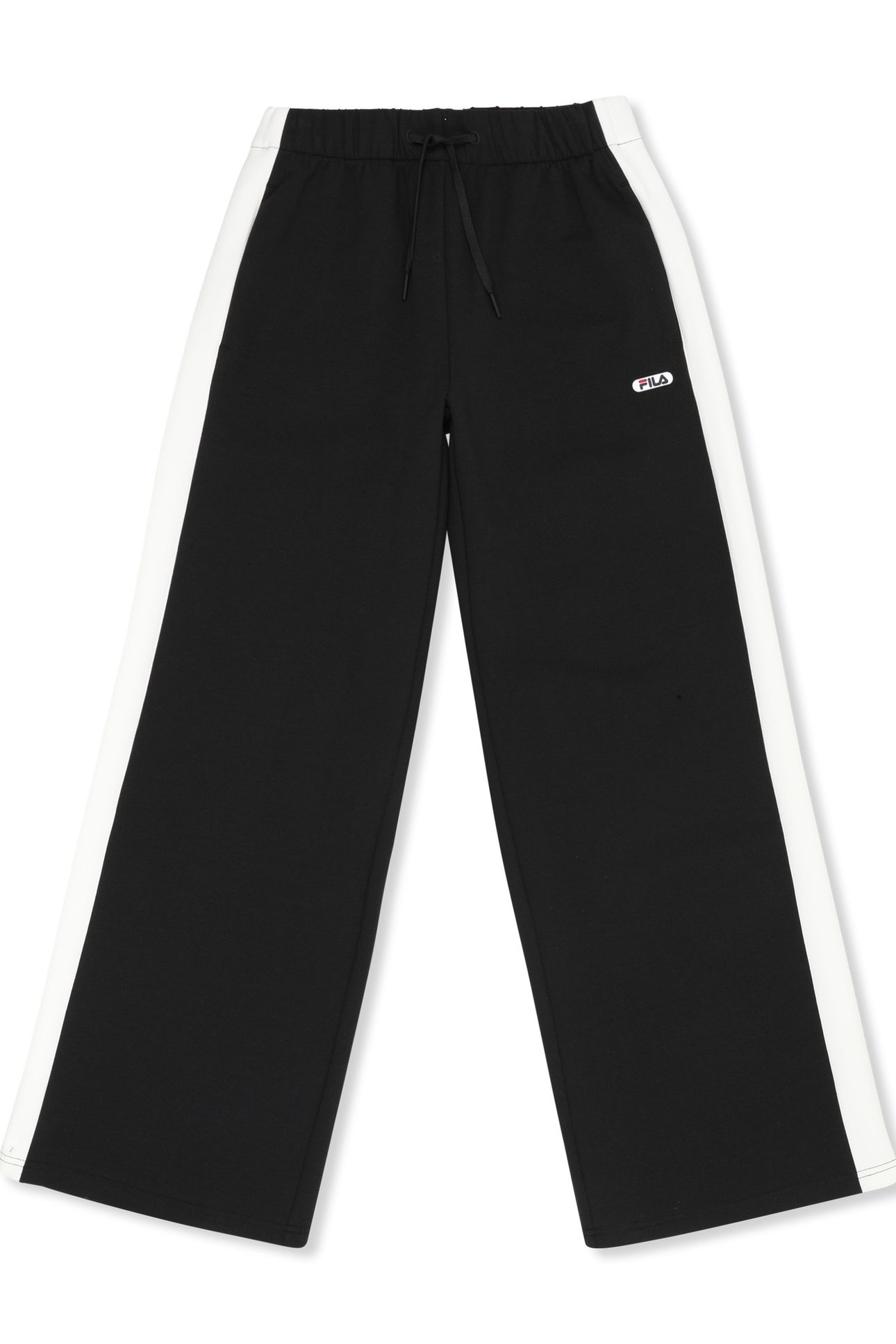 LECORE WIDE CONTRAST PANEL SCUBA TRACK PANTS BLACK-EGRET 5