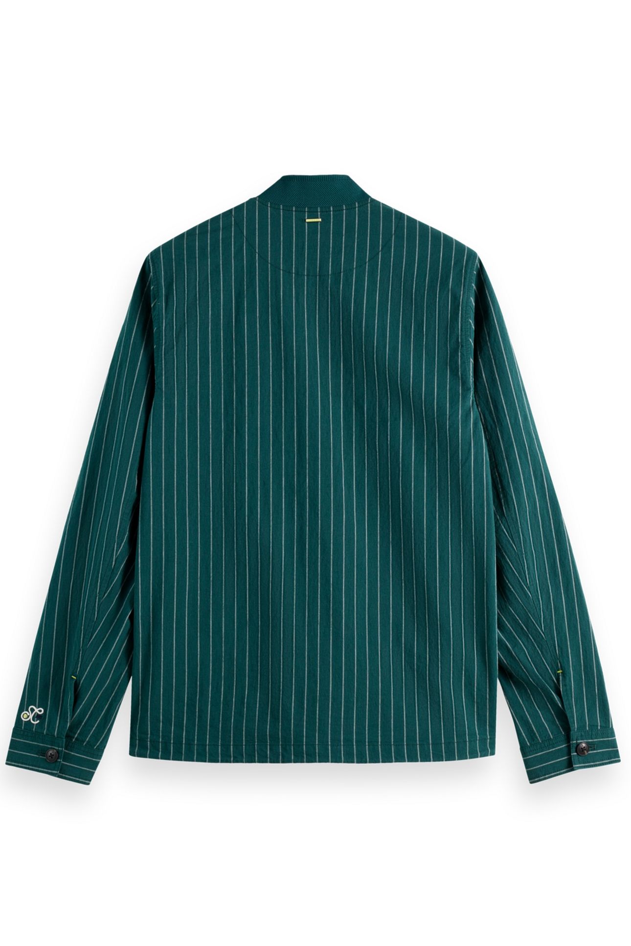 PINSTRIPED COTTON-BLEND BOMBER JACKET PITCH GREEN PINSTRIPE 2